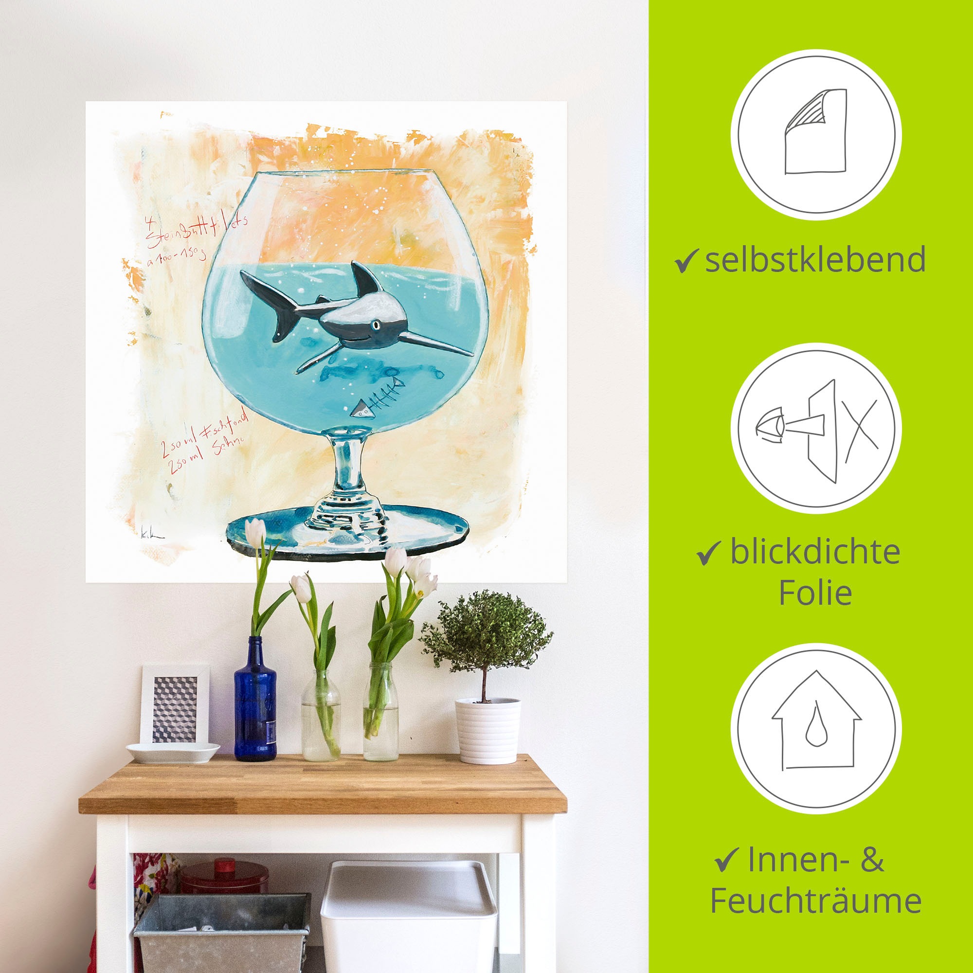 Artland Wandbild »Hai«, Humor, (1 St.), als Leinwandbild, Poster, Wandaufkleber in verschied. Grössen