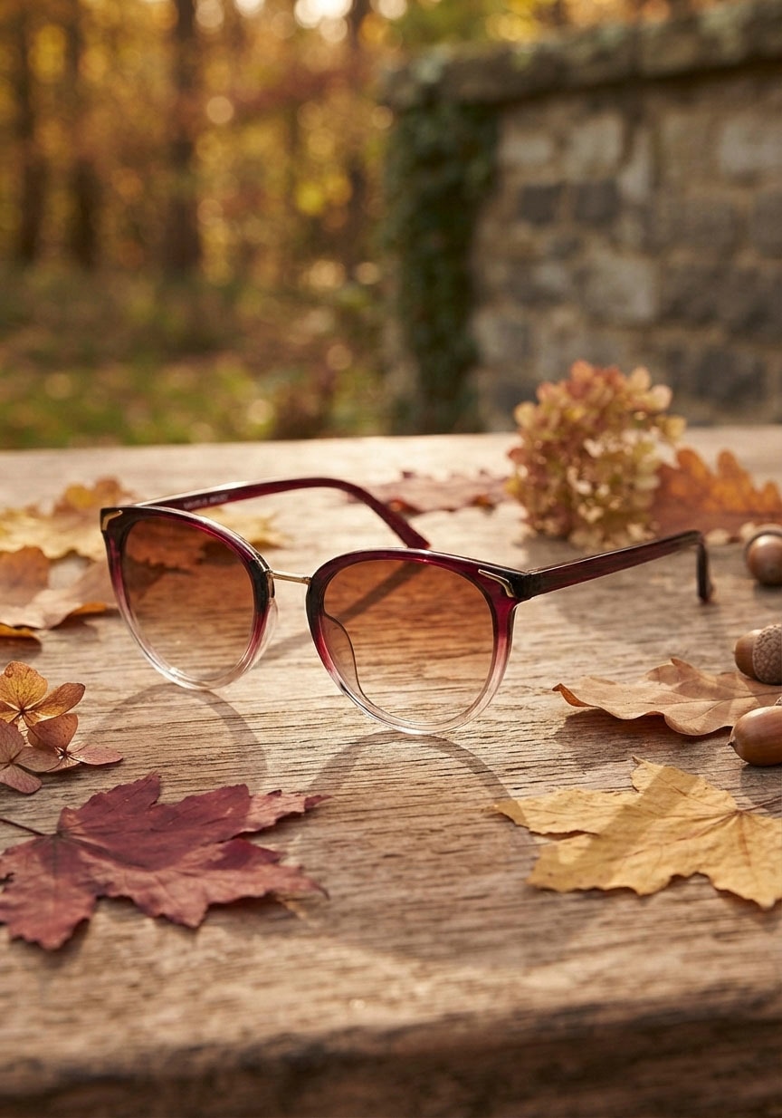 Laura Scott Lunettes de soleil Design goutte, monture cerclée, vieux rose avec dégradé