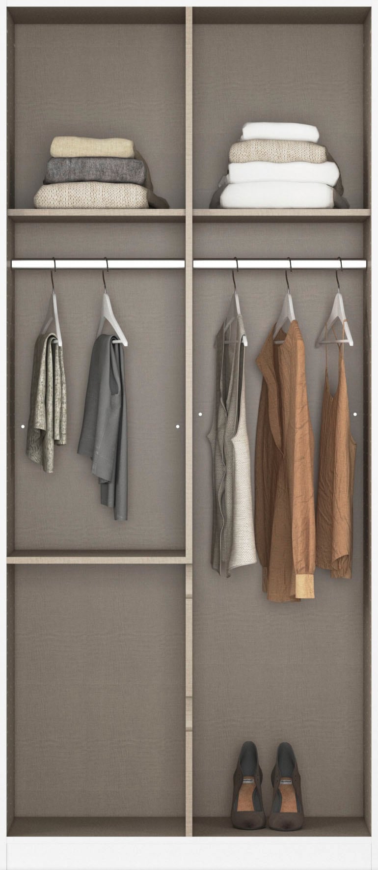 rauch Drehtürenschrank »Mehrzweckschrank Aktenschrank Mietswohnung Garderobe MAINZ 91cm breit« 3 verschiedene Ausstattungen BASIC/CLASSIC/PREMIUM (inkl. SOFT-CLOSE),  grifflose Front, Türen mit Push-to-Open Funktion MADE IN GERMANY