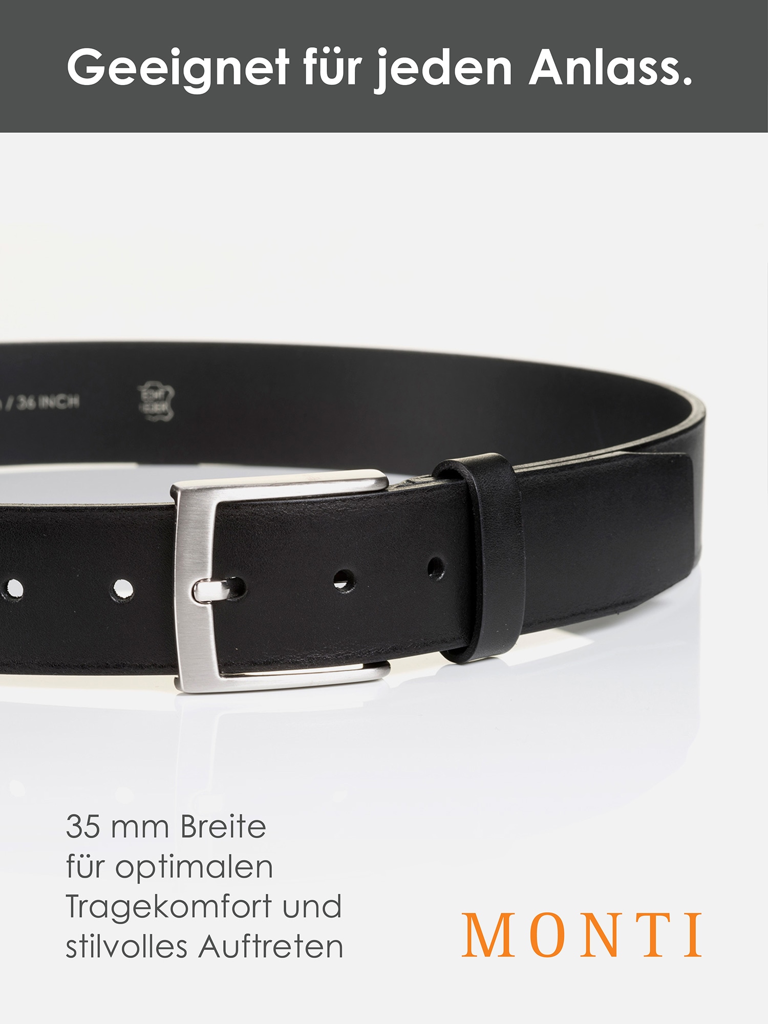 MONTI Ceinture en cuir »TUSTON« élégant, durable, brillant