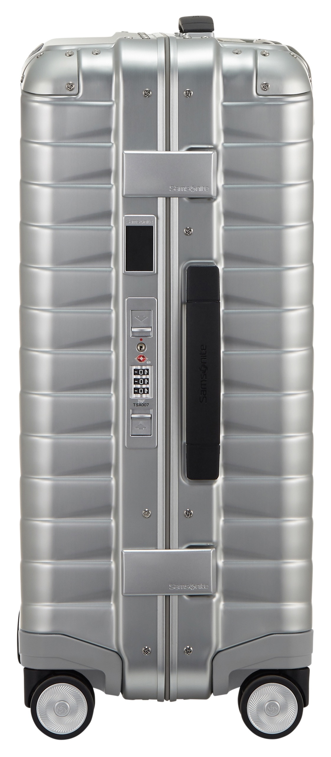 Samsonite Trolley à coque dure »PROXIS ALU, verschiedene Grössen« 40 litre 4 Rollen en aluminium, avec sangle de tension croisée, avec plaque nominative intégrée