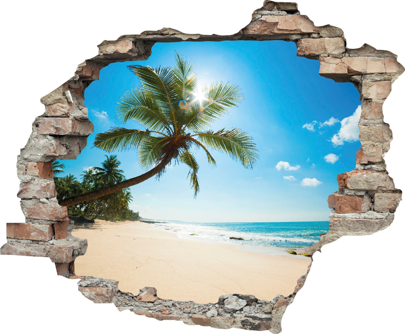 Image of queence Wandtattoo "Paradies" Wandsticker, Wandbild, selbstklebend, 3D, Wanddurchbruch