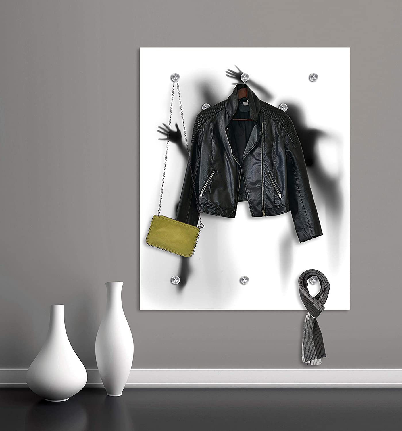 Image of queence Garderobenleiste "Girlsclub" Wand Garderobe, stylisch, weiss, platzsparend