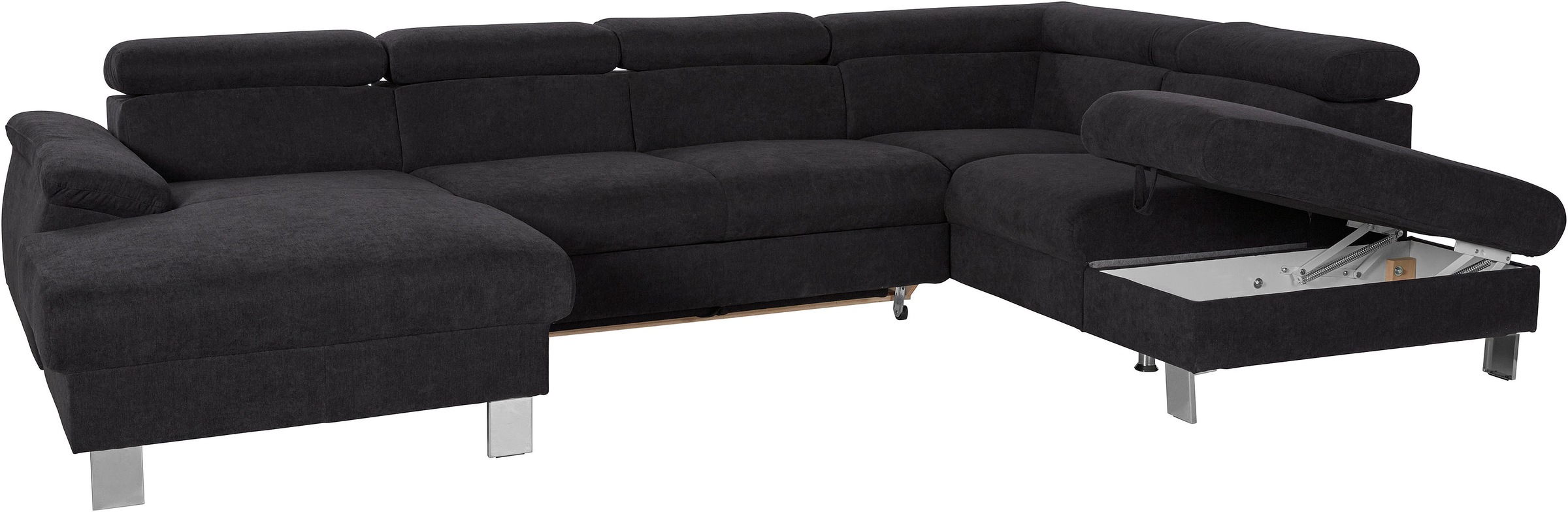 COTTA Wohnlandschaft »Komaris U-Form, B: 320 cm«, mit Kopfteilverstellung, optional Bettfunktion, Bettkasten & Licht