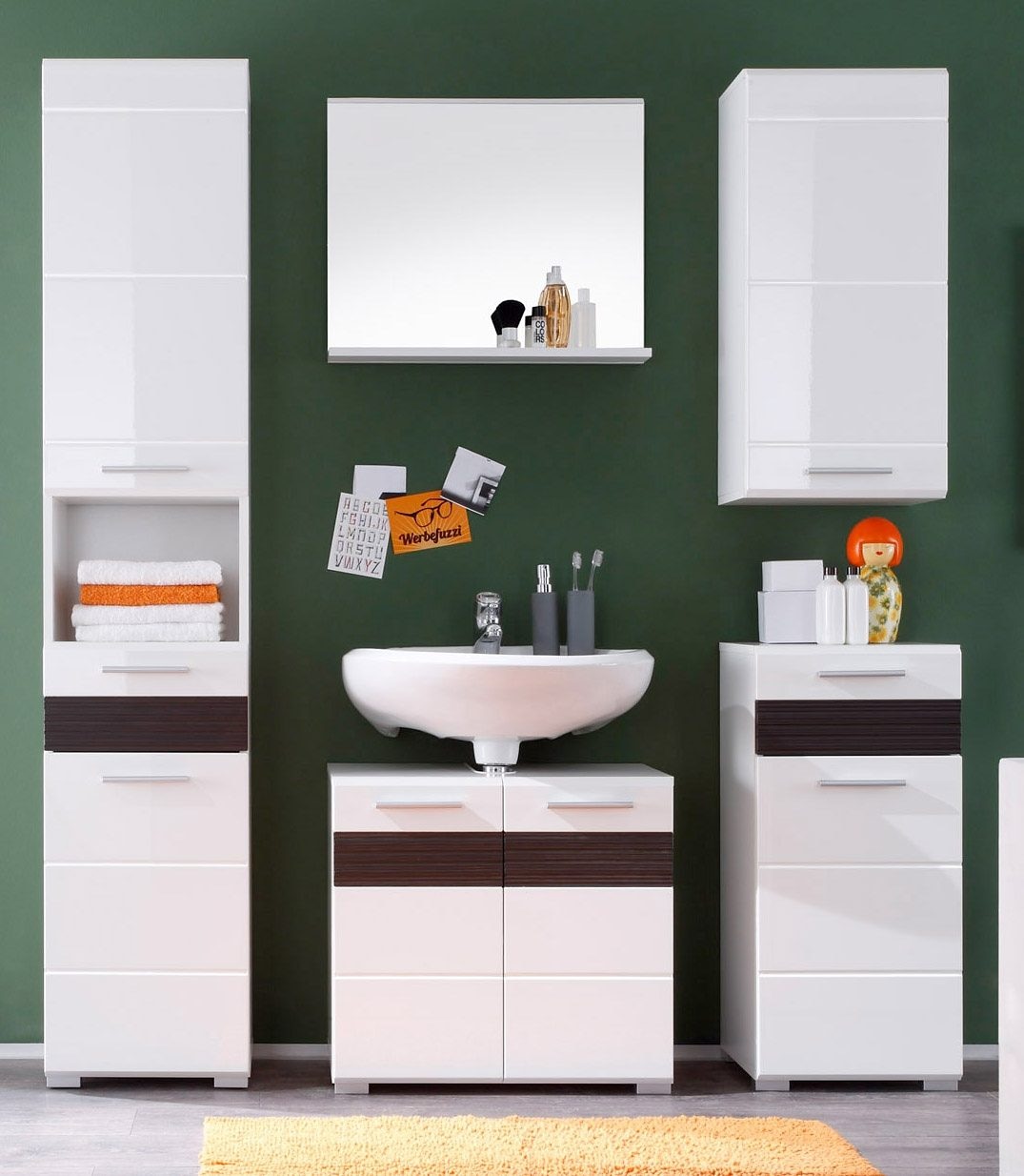 welltime Hängeschrank »Marbella«, Badschrank mit waagerechten Fräsungen - Masse (B/T/H) 37/23/77 cm