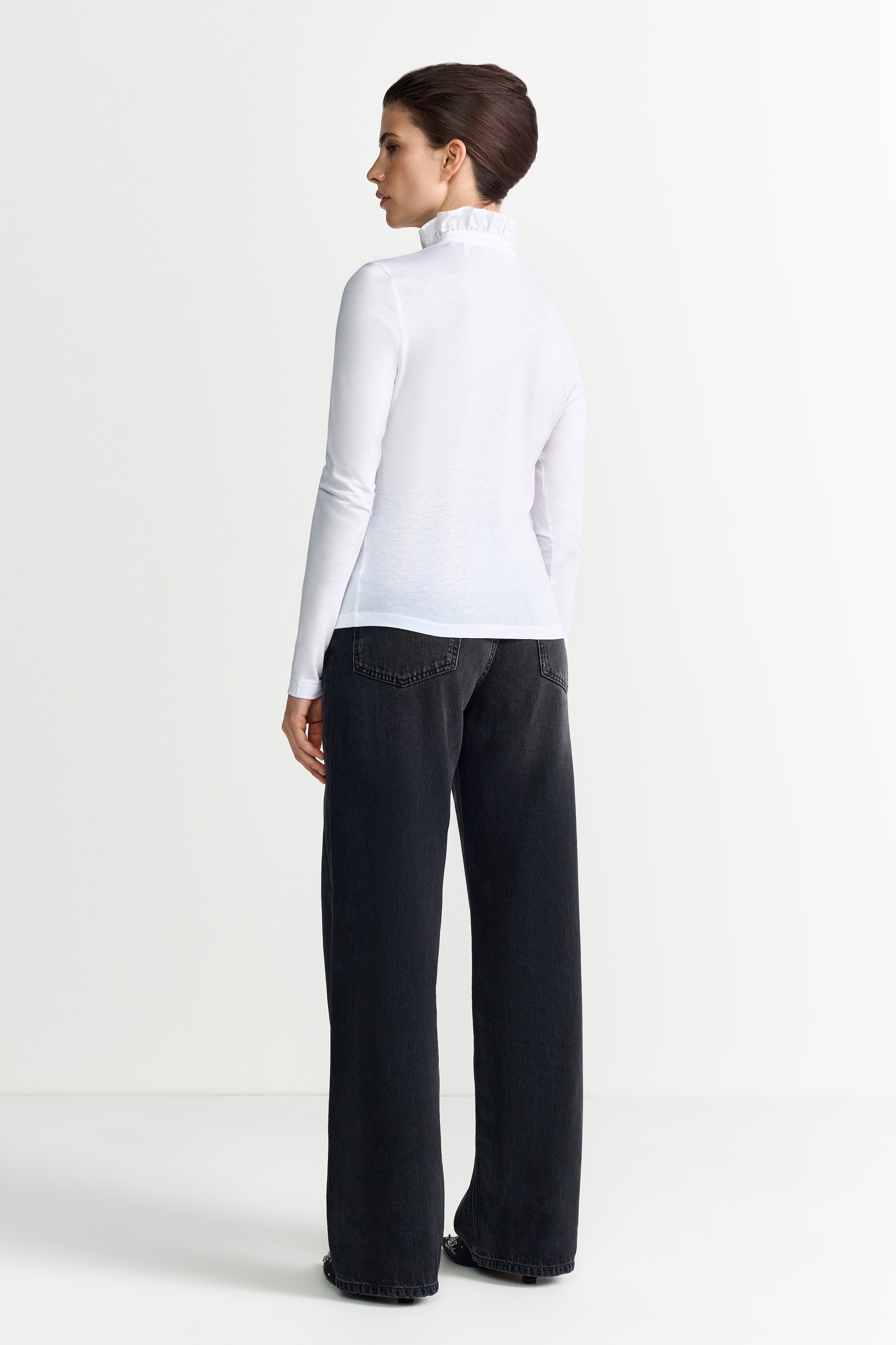 RICHROYAL Longsleeve mit Rüschenkragen, gerader Schnitt