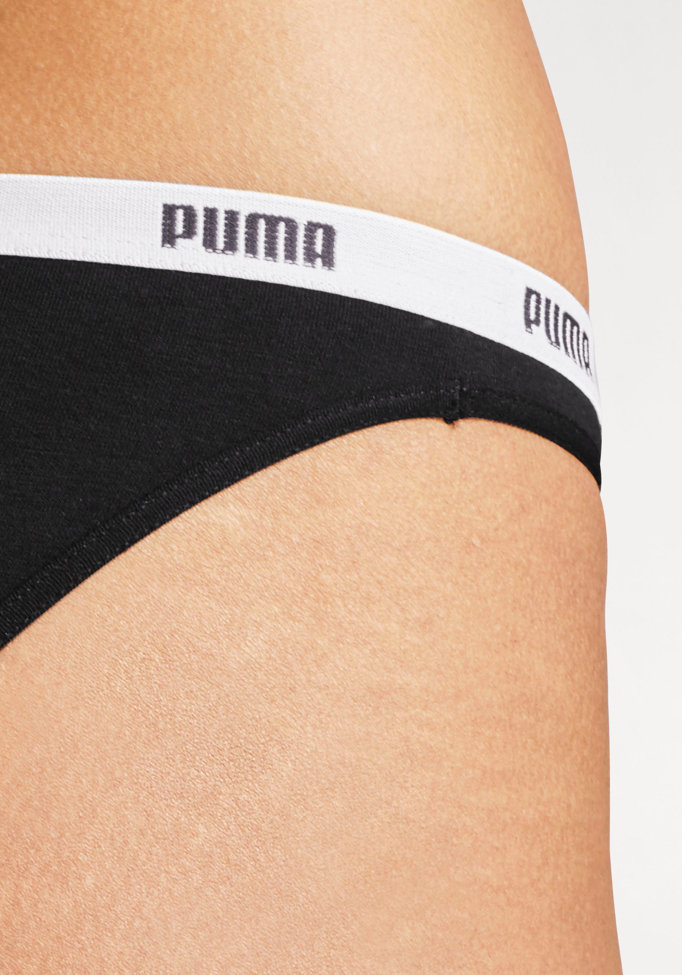 PUMA Bikinislip »Iconic«, (Packung, 2er-Pack), mit schmalem Logo-Webbündchen