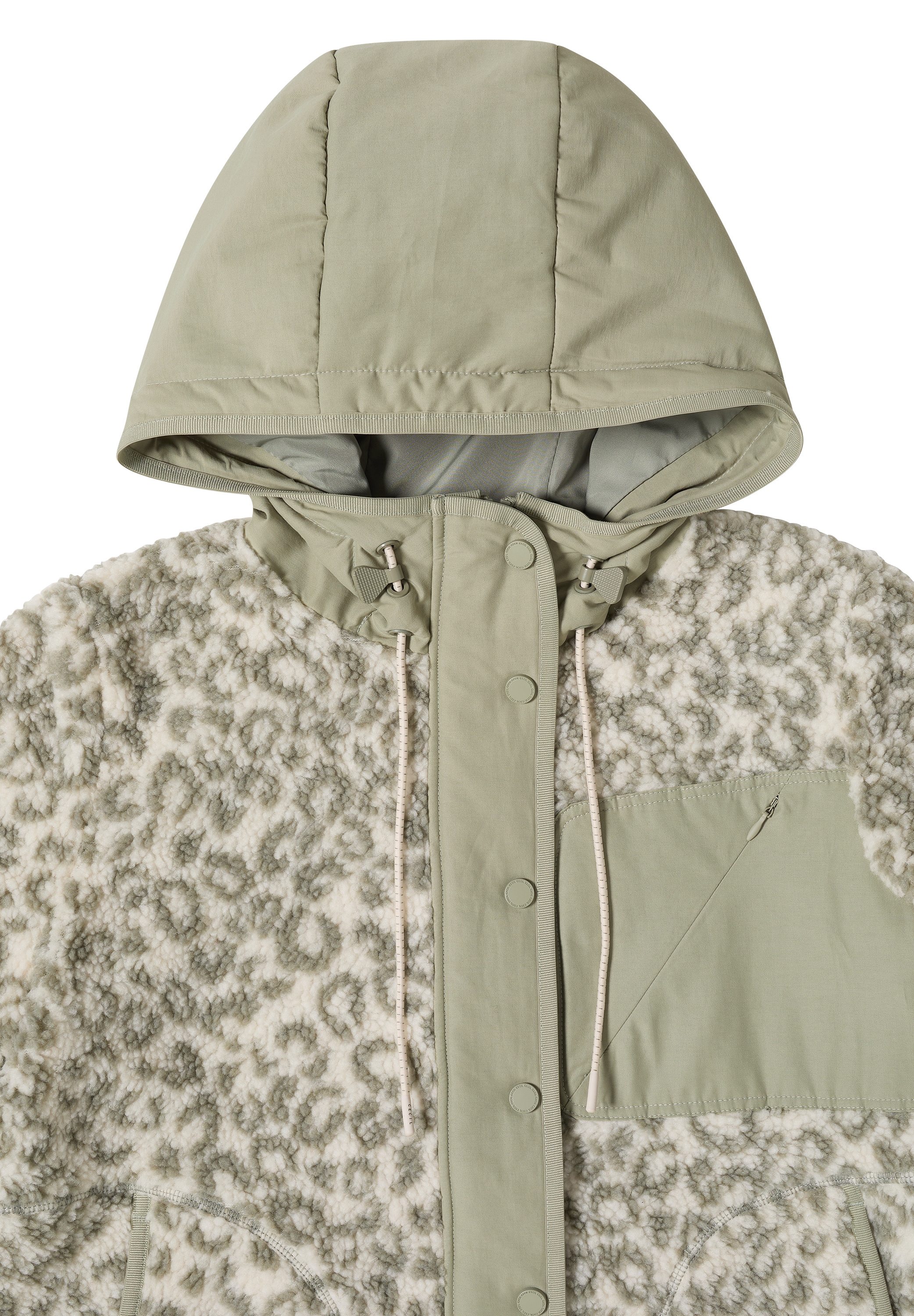Cecil Fleecejacke mit Kapuze mit Animal-Muster und Kapuze