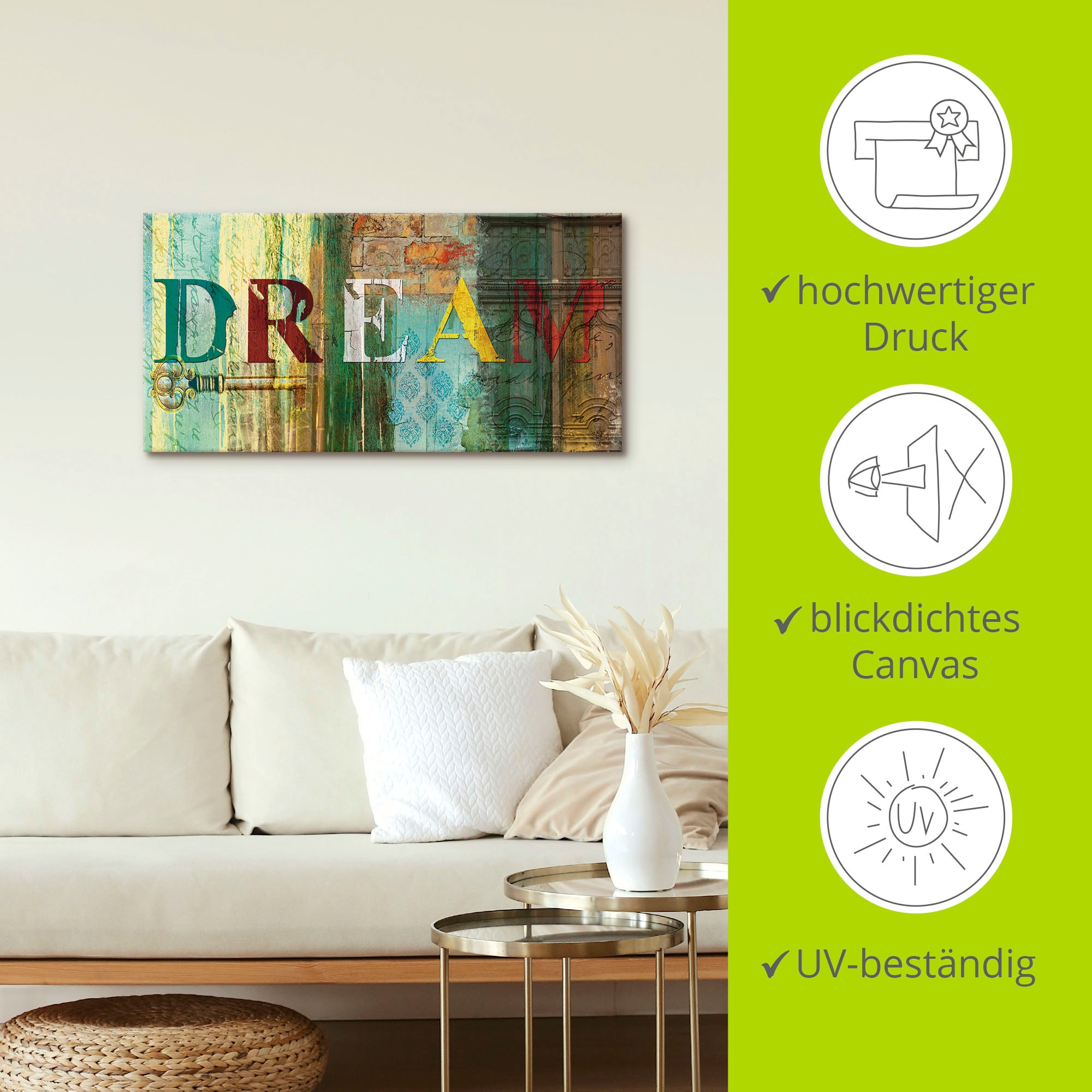 Artland Wandbild »Traum«, Sprüche & Texte, (1 St.), als Leinwandbild, Poster, Wandaufkleber in verschied. Grössen