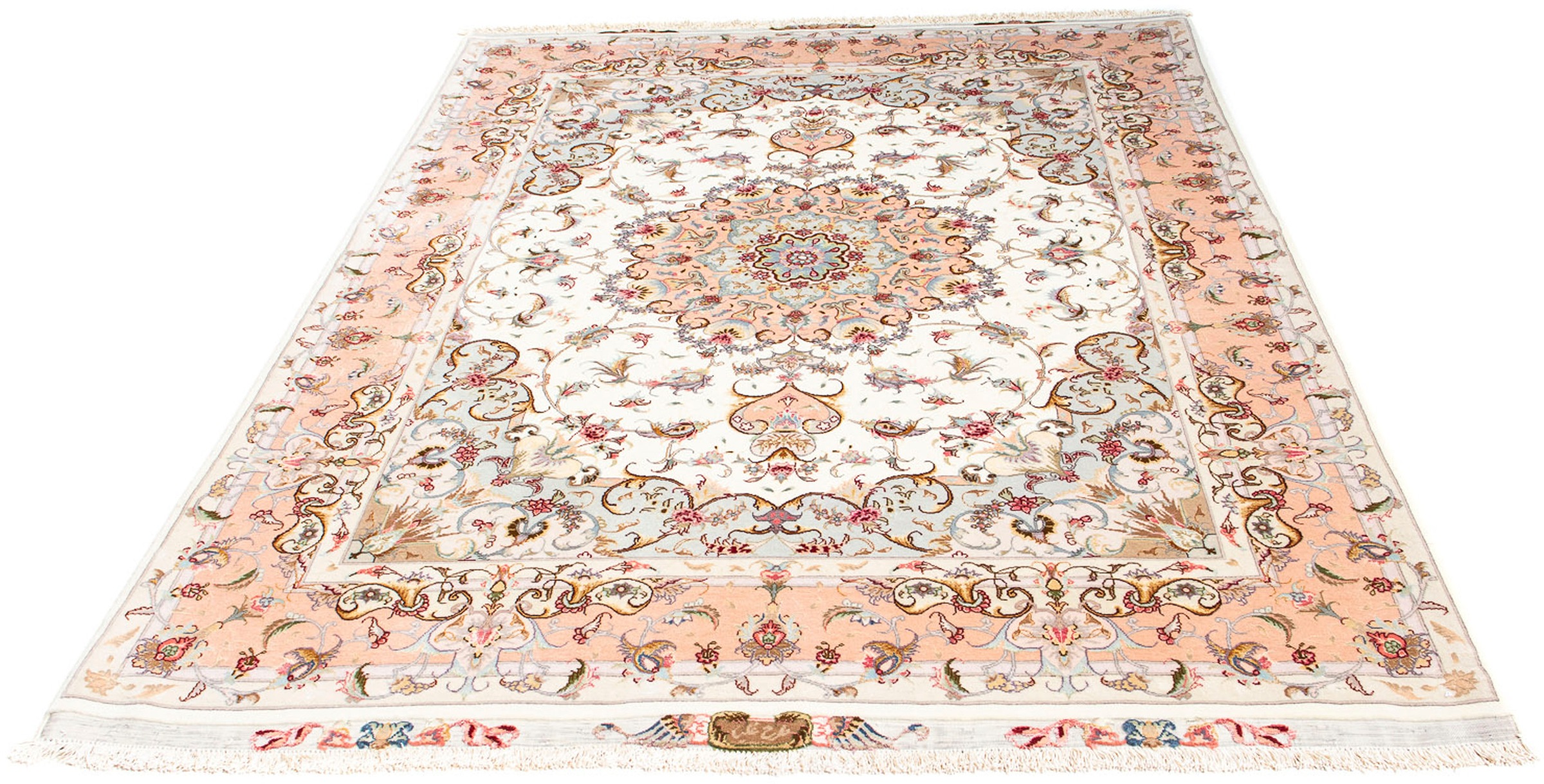 Image of morgenland Orientteppich »Perser - Täbriz - Royal - 203 x 152 cm - beige«, rechteckig, 7 mm Höhe, Wohnzimmer, Handgeknüpft, Einzelstück mit Zertifikat bei Ackermann Versand Schweiz