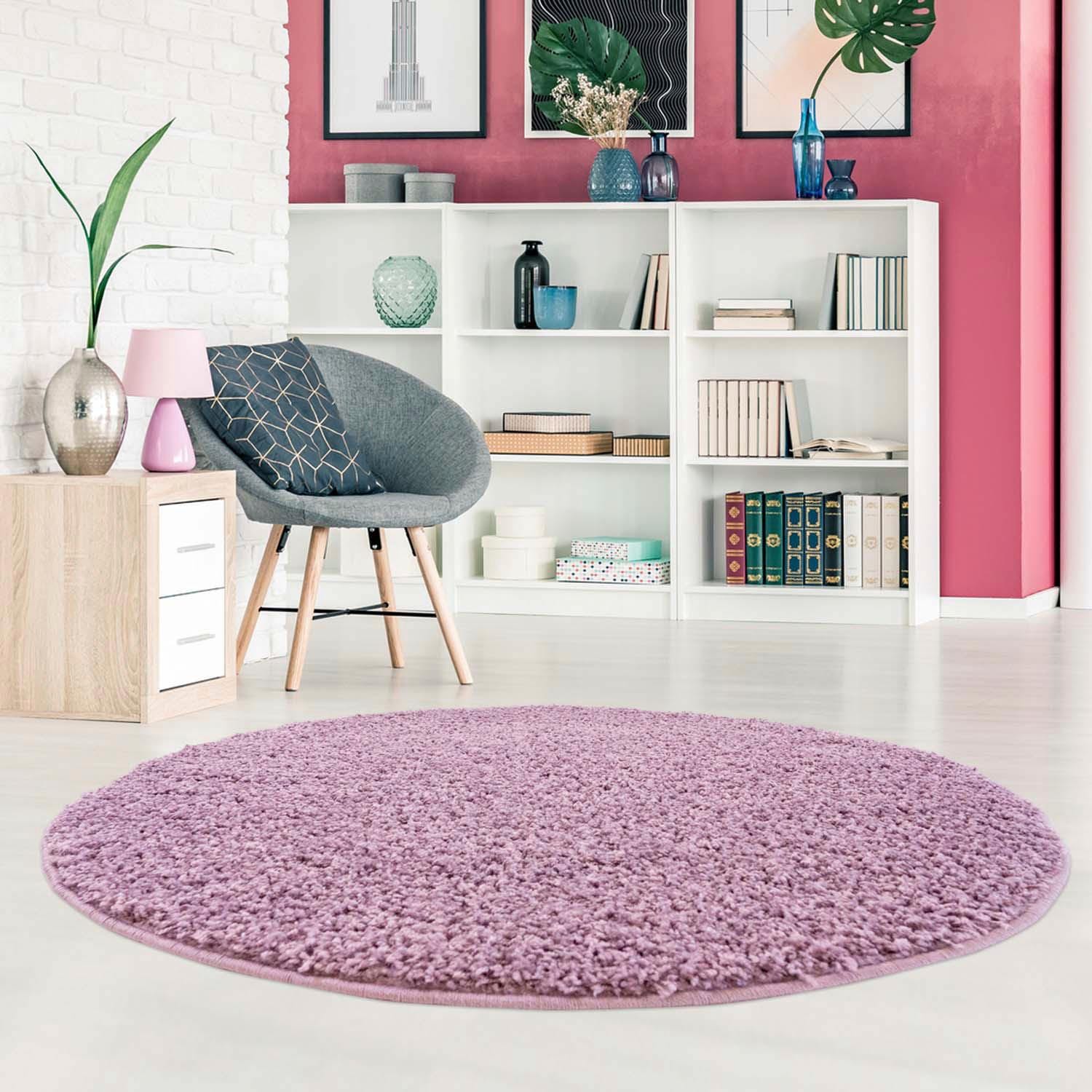 Carpet City Hochflor-Teppich »Pastell Shaggy300«, rund, 30 mm Höhe, Shaggy Hochflor Teppich, Uni-Farben, Weich