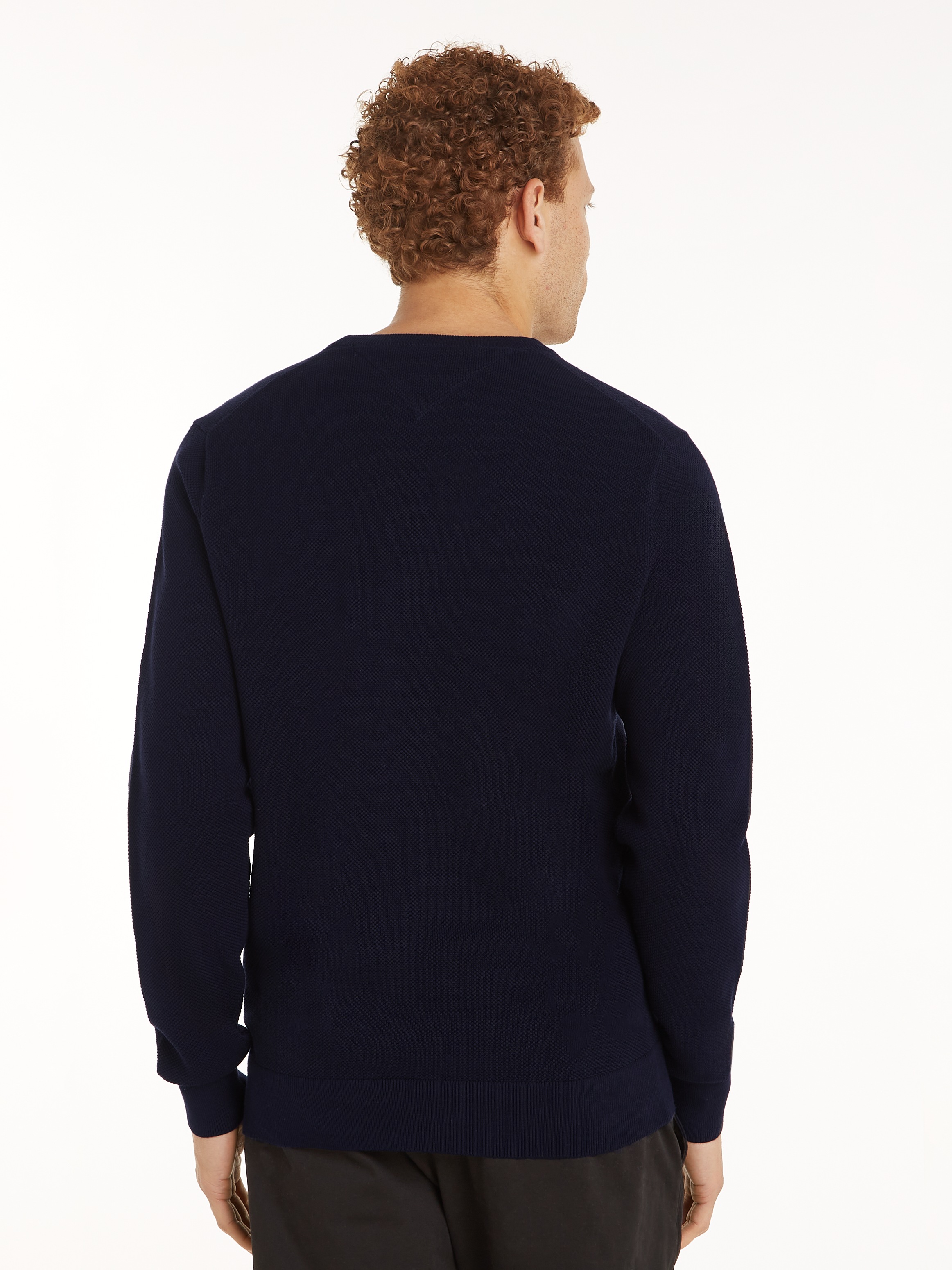 Tommy Hilfiger Rundhalspullover »ESSENTIAL STRUCTURE CREW NECK mit Struktur und Label«, unifarben, casual, regular fit, Baumwolle, Rundhals