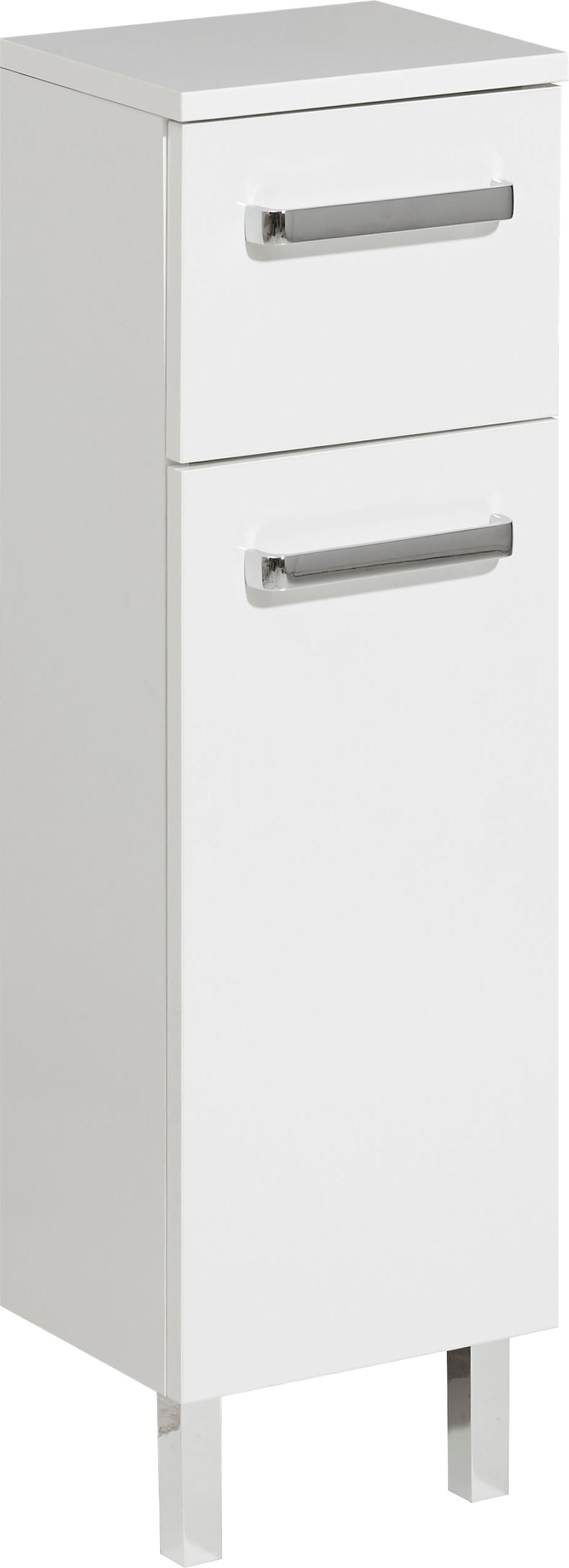 Image of Saphir Unterschrank "Quickset Badschrank mit 1 Tür, 1 Schublade, 25 cm breit" Badezimmer-Unterschrank inkl. Türdämpfer, Griffe in Chrom Glanz