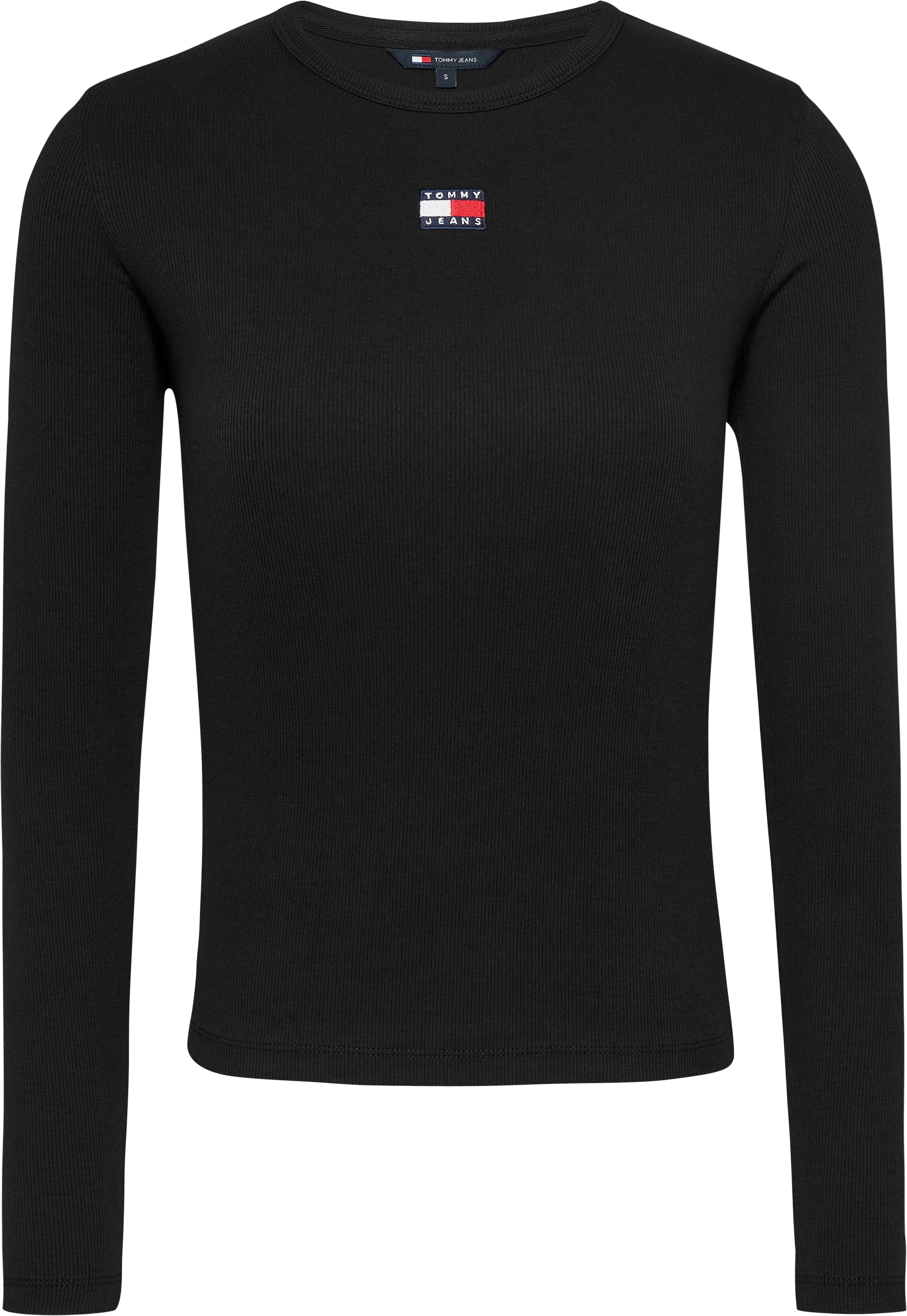 Tommy Jeans Curve Langarmshirt »TJW SLIM LS BADGE TEE EXT«, in Grossen Grössen, Badge, Langarm