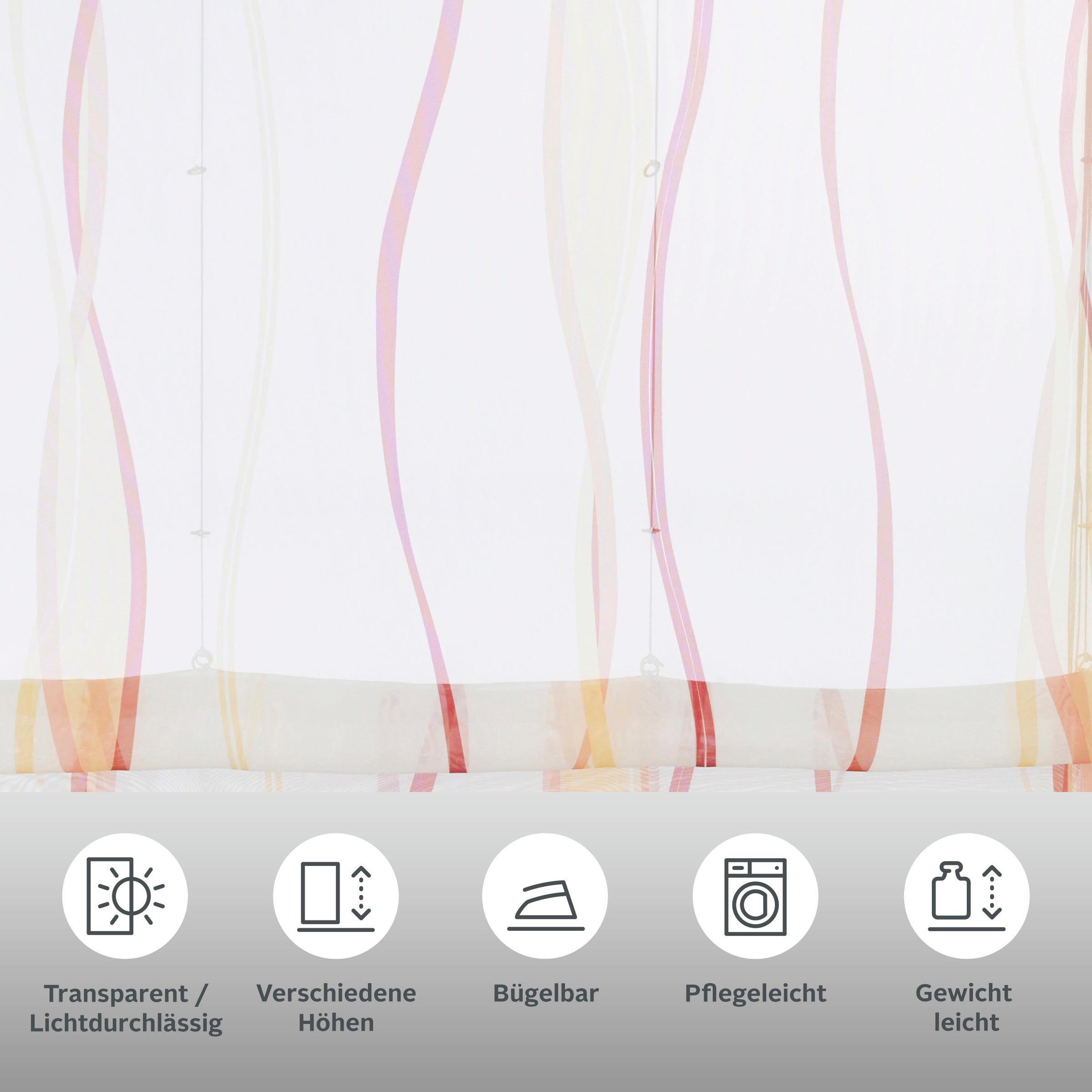 my home Raffrollo »Dimona«, mit Klettschiene, Transparent, Voile, Polyester, Wellen