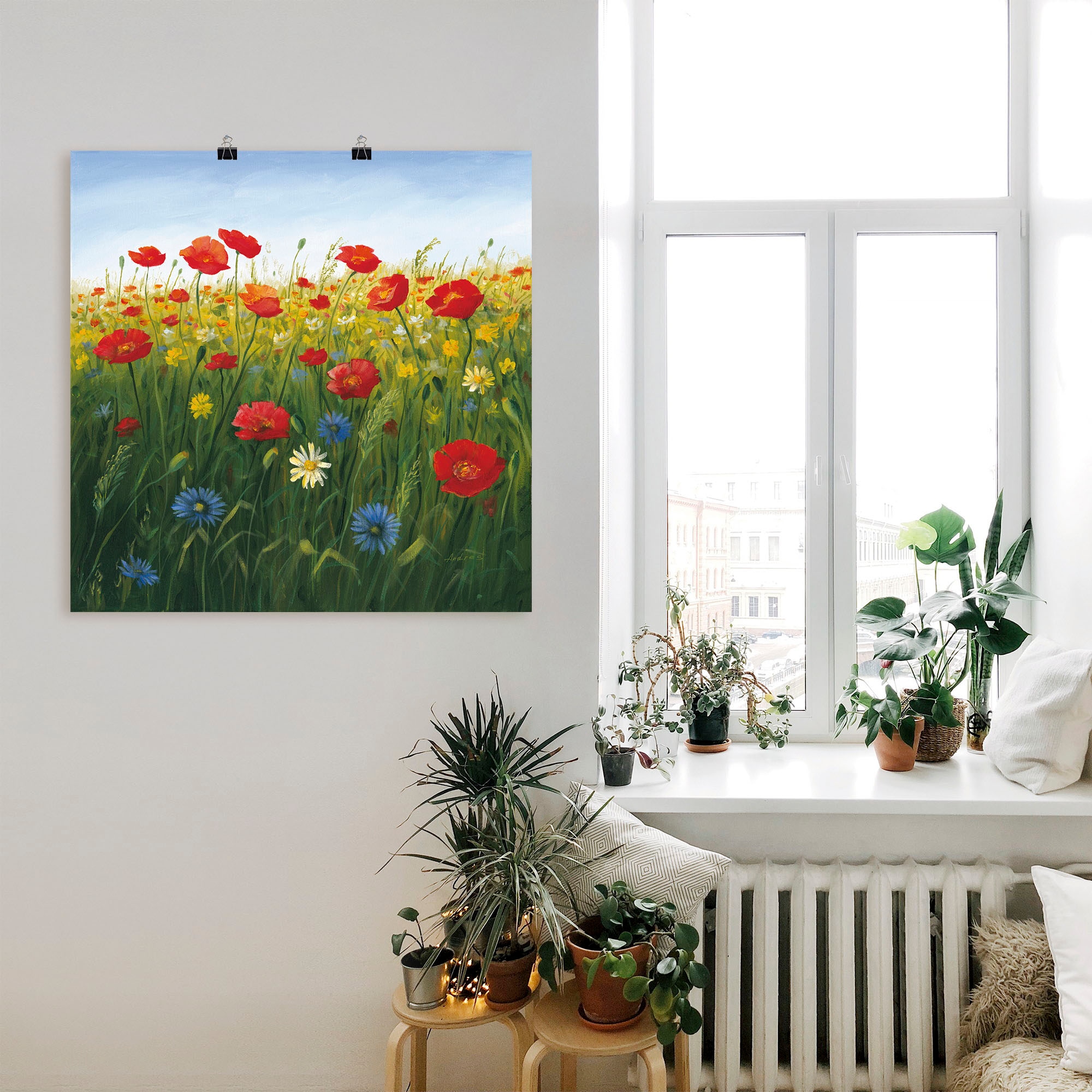 Artland Wandbild »Mohnblumen Landschaft I«, (1 versch. in jetzt Wandaufkleber Grössen Blumenwiese, Poster als Leinwandbild, Alubild, oder kaufen St.)