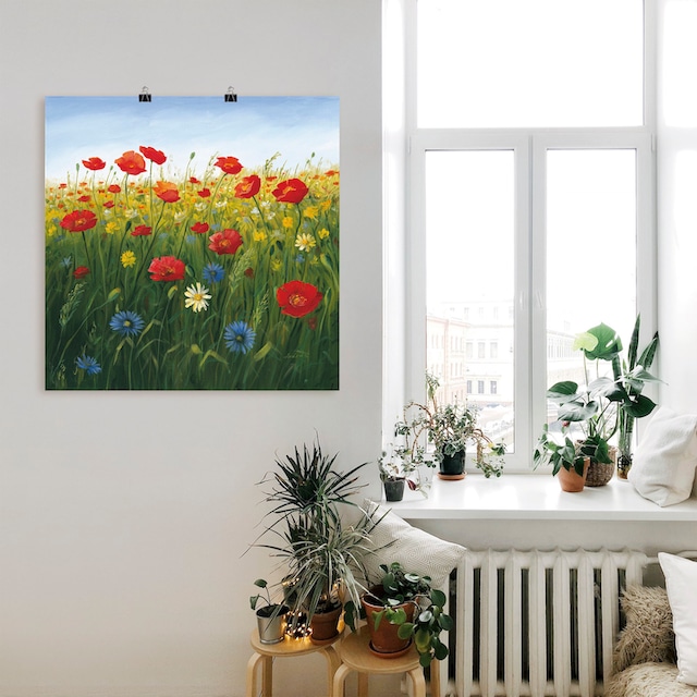 Artland Wandbild »Mohnblumen Landschaft I«, Blumenwiese, (1 St.), als  Alubild, Leinwandbild, Wandaufkleber oder Poster in versch. Grössen jetzt  kaufen