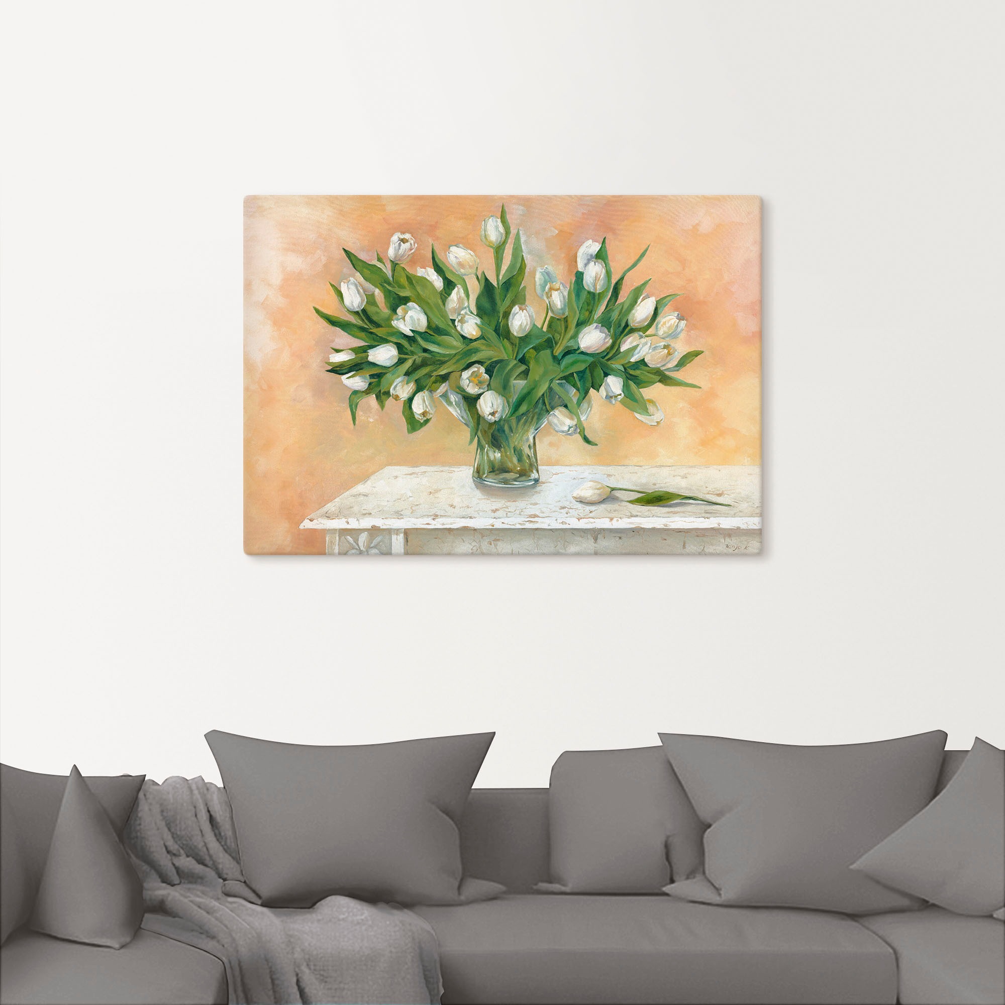 Artland Tableau sur toile »Weisse Tulpen II« 1 cuis tlg. auf Holzrahmen gespannt