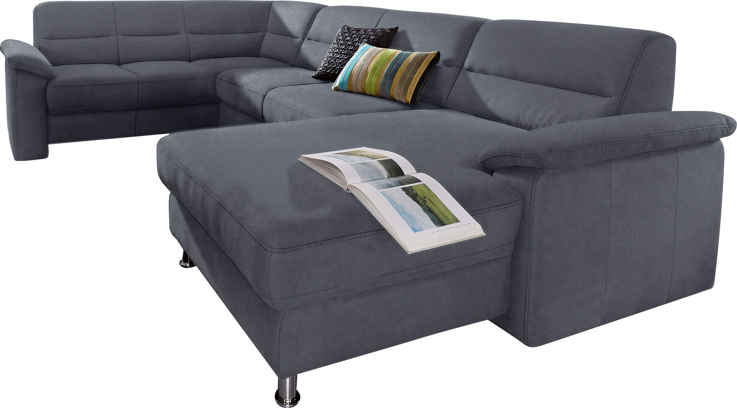 sit&more Wohnlandschaft "Ascara U-Form, B:312cm, klassisches Design, Taschenfederkernpolsterung" inklusive Boxspring/Federkern-Polsterung, wahlweise mit Schlaffunktion