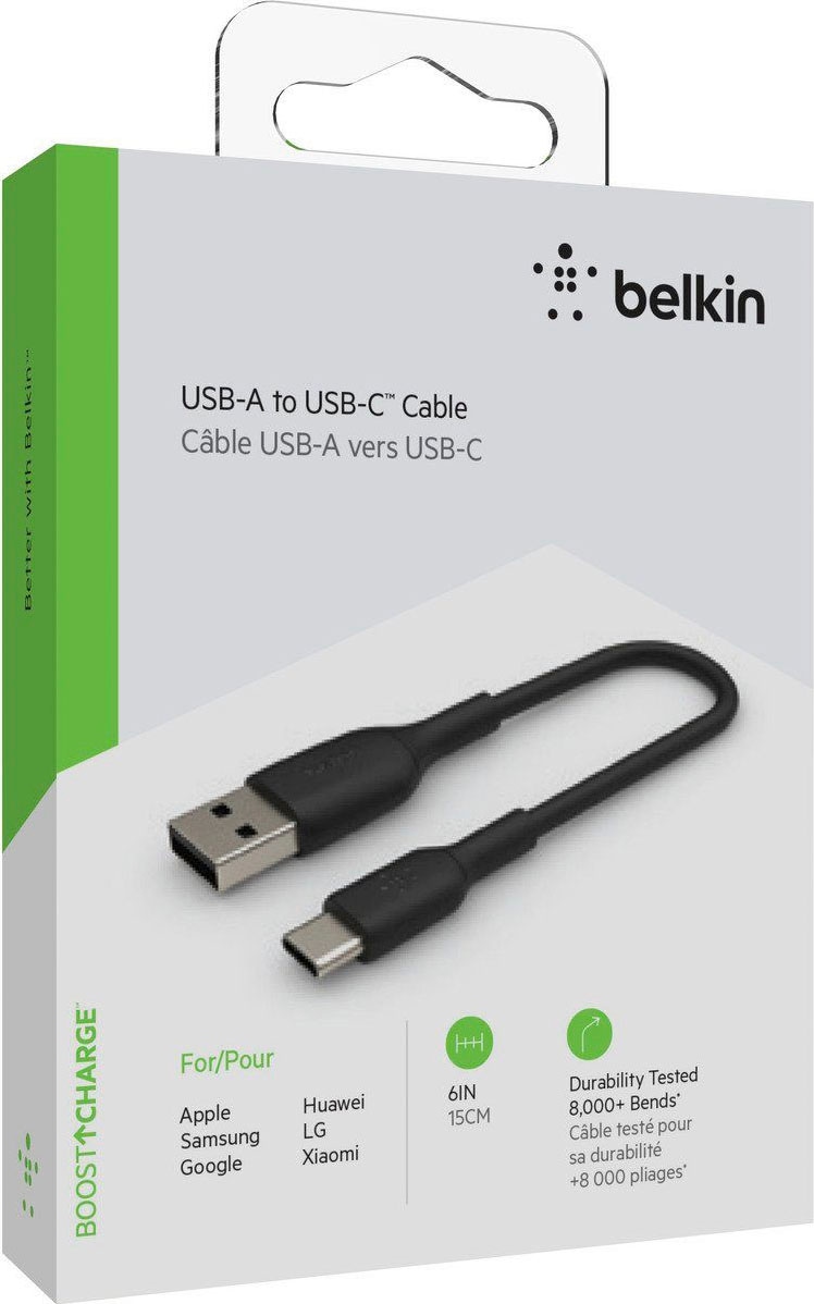 Image of Belkin USB-Kabel "BoostCharge USB-C/USB-A Kabel PVC, 15cm" USB-C USB Typ A 15 cm