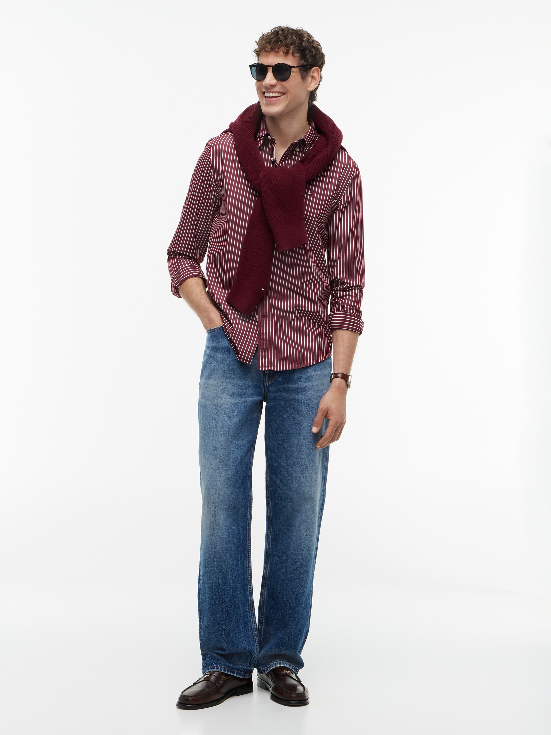 Tommy Hilfiger Chemise à manches longues »FLEX HAIRLINE POPLIN REGULAR FIT« Col boutonné, rayé