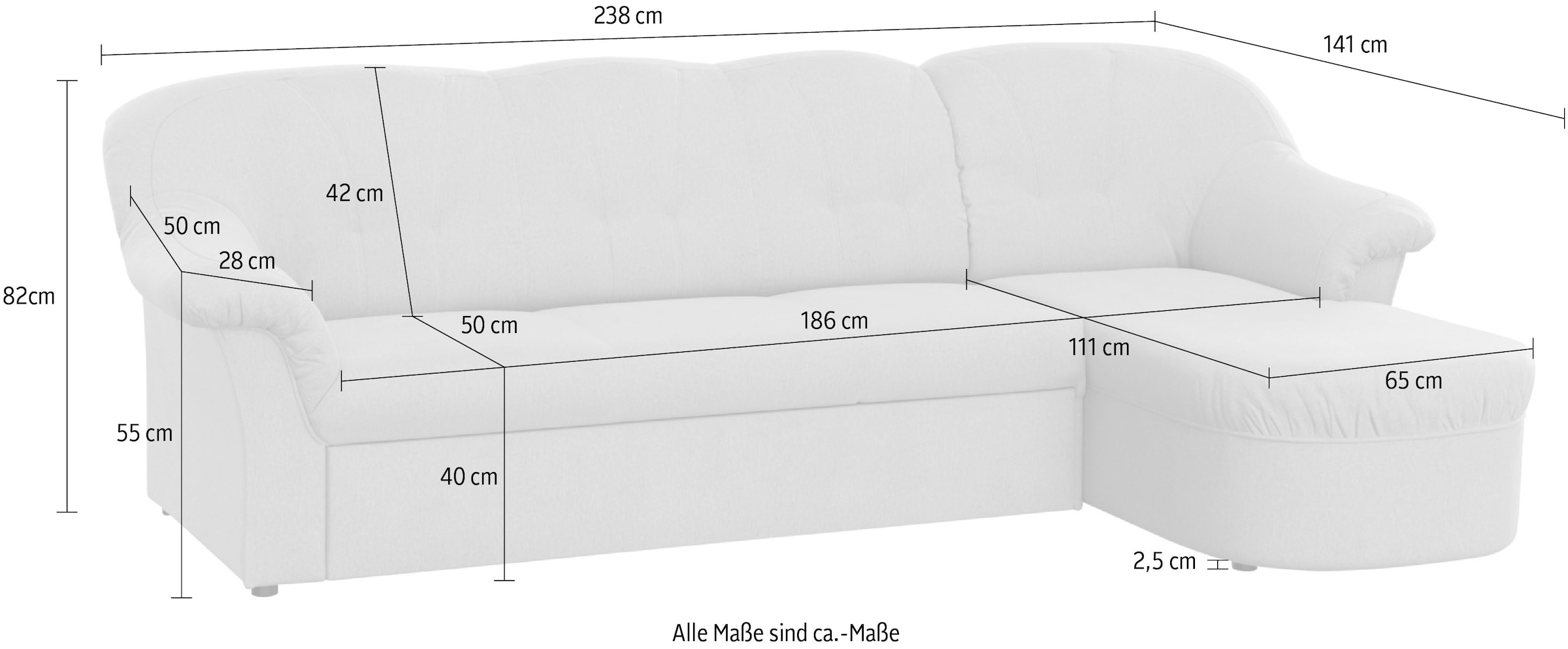 DOMO collection Ecksofa »Pegnitz L-Form«, wahlweise mit Bettfunktion