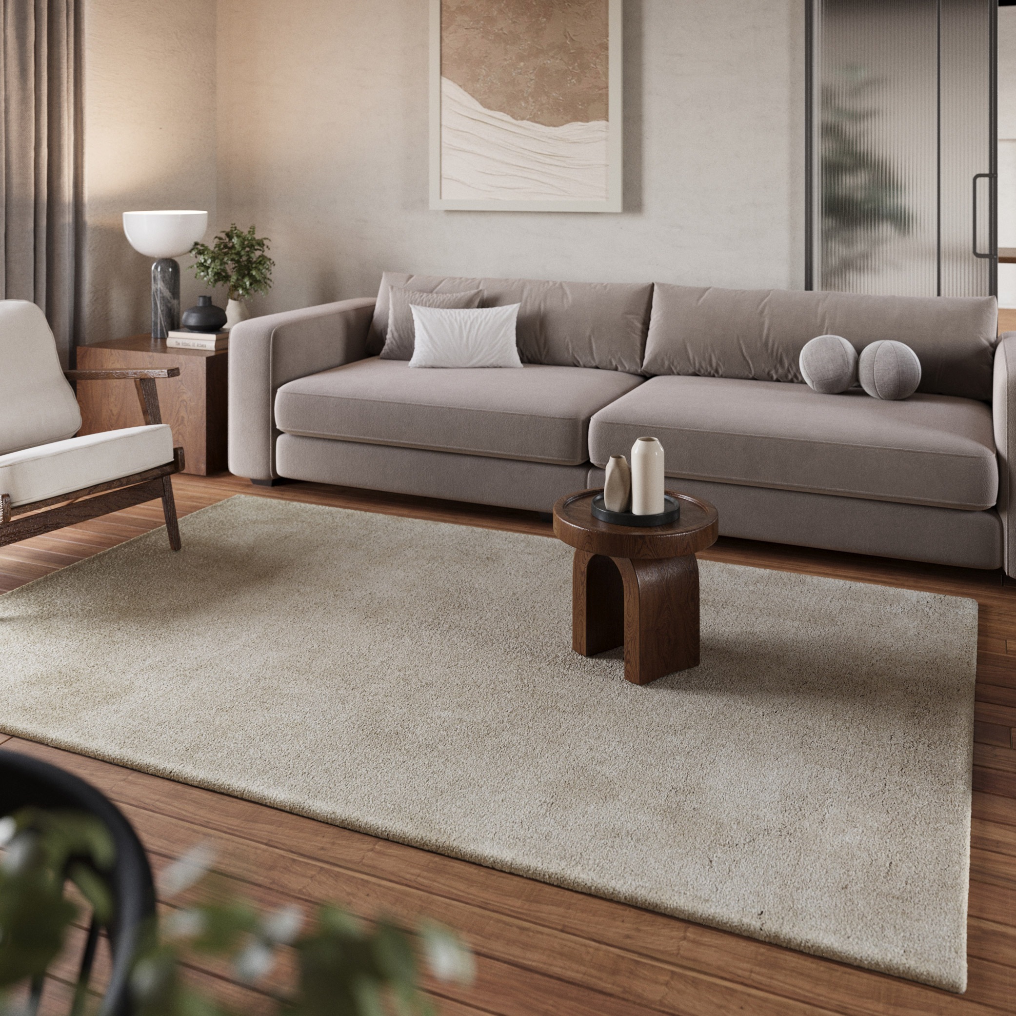 Homie Living Teppich »Pisa« rund 25 mm Höhe Hochflor, Microfaser, uni, weich, Shaggy, Wohnzimmer, Schlafzimmer