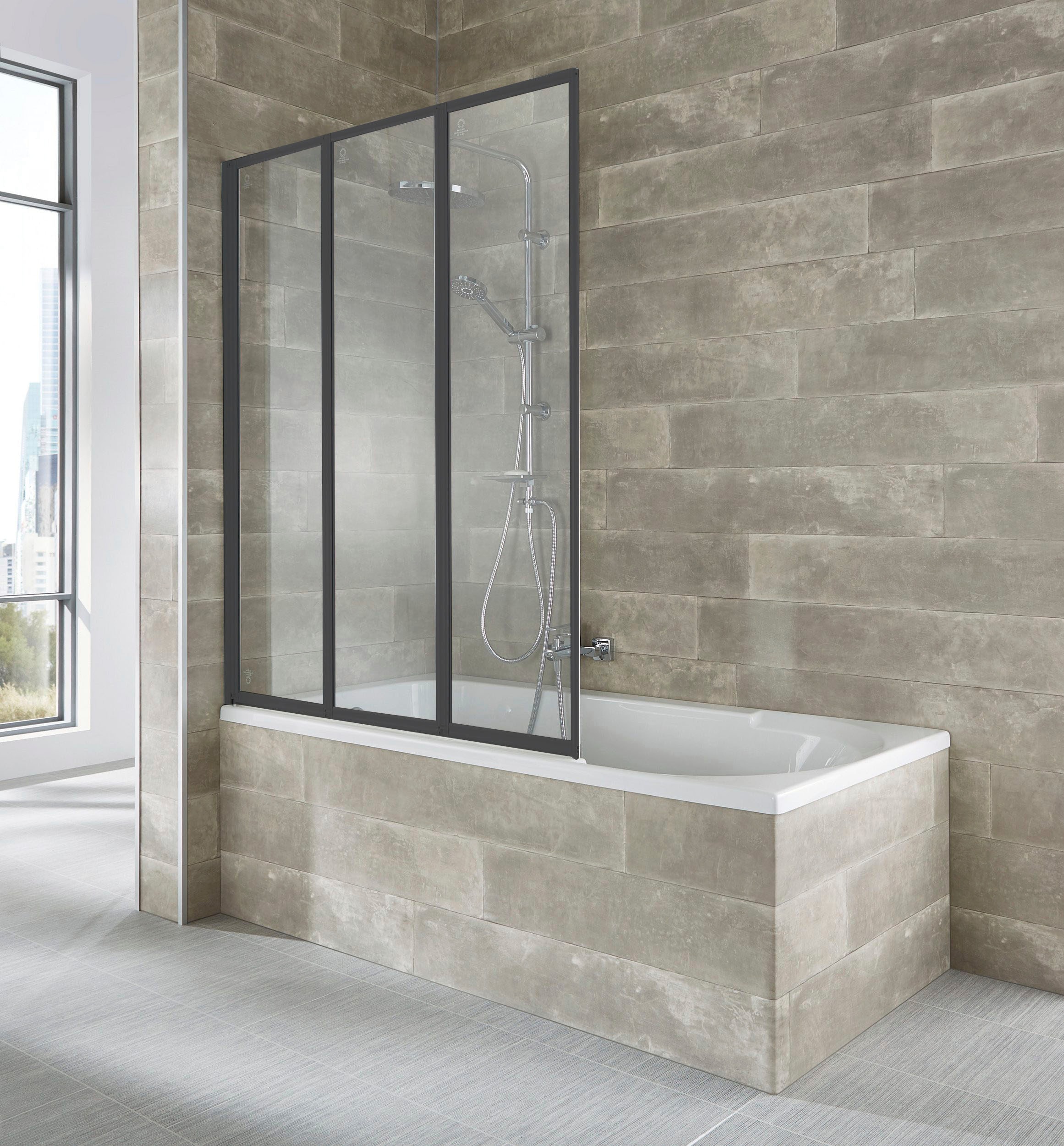 Image of welltime Badewannenaufsatz "Nassau" 3 Stk. tlg. Badewannenfaltwand, Spritzschutzwand für Badewanne, Glaswand