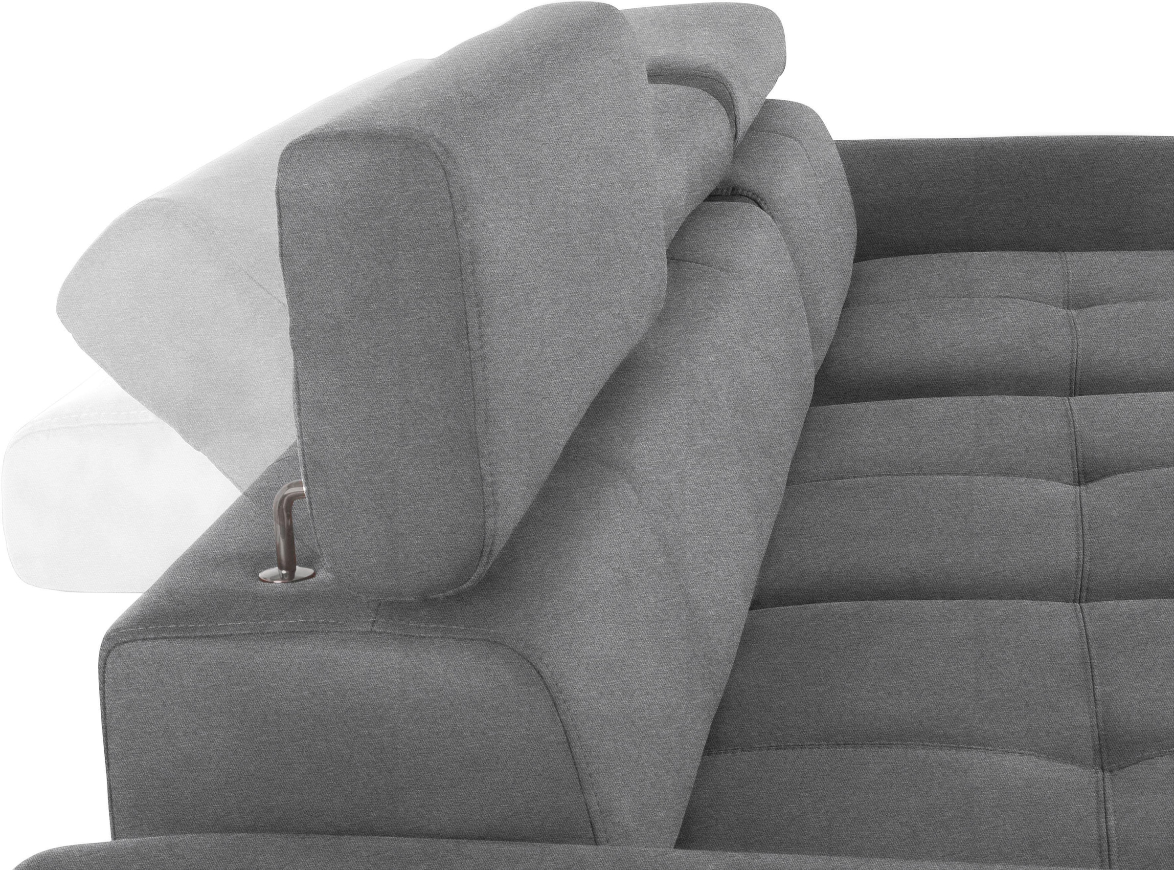 exxpo - sofa fashion Ecksofa »Maretto, bequem & komfortabel, bodenfrei, Breite 257cm, L-Form« inkl. Kopf- bzw. Rückenverstellung, wahlweise mit Bettfunktion