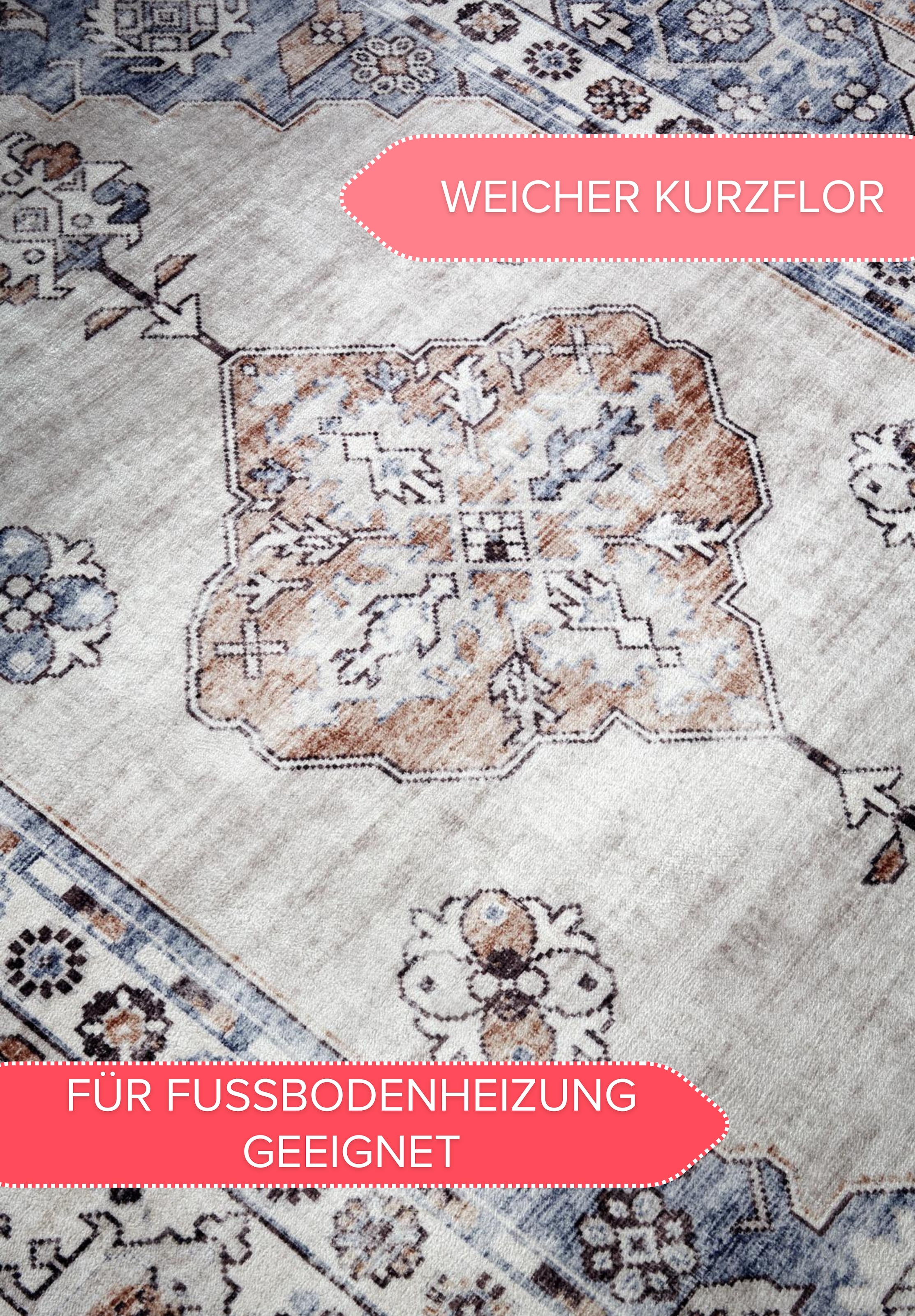 HANSE Home Teppich »Meridiem«, rechteckig, 5 mm Höhe, Kurzflor, Anti Rutsch, Orient, Vintage, Klassisch, Wohnzimmer, Flur