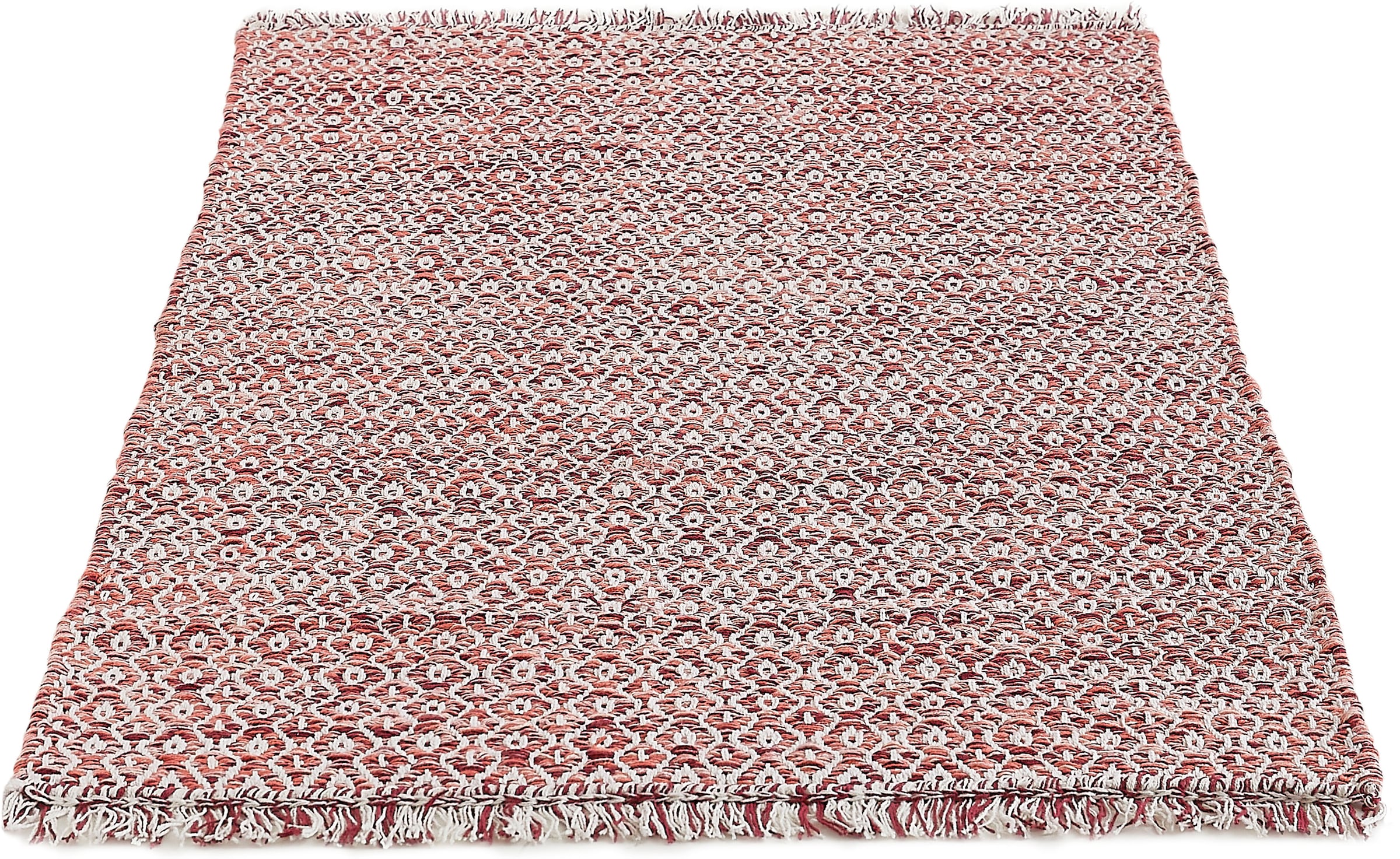♕ andas Teppich »Nivala«, auf Baumwolle, Fransen Motiv, versandkostenfrei mit Flachgewebe, Rauten reine rechteckig