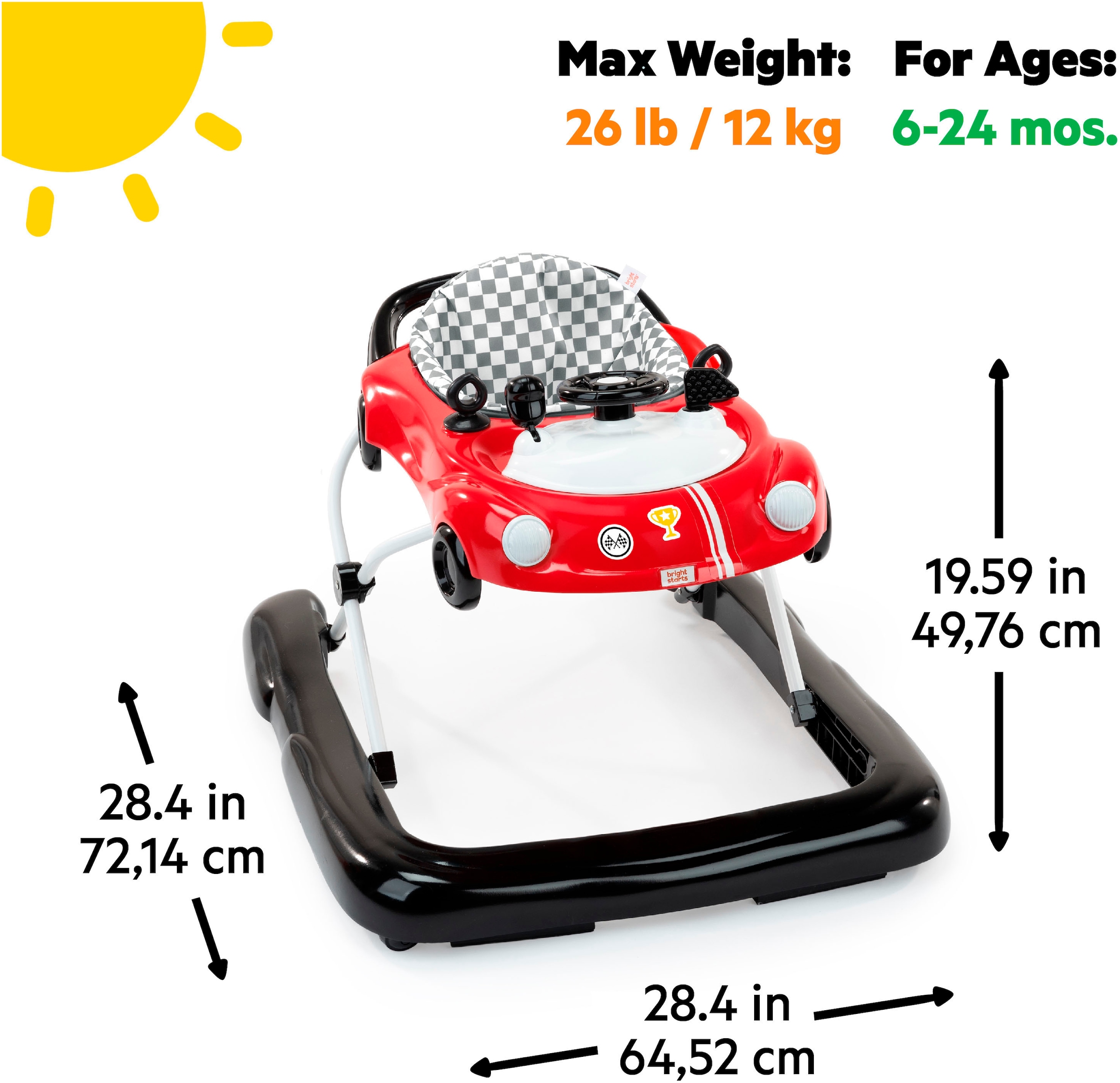 Bright Starts Trotteur »Little Speedster™ 3-in-1 Car Walker – Rot Racer«