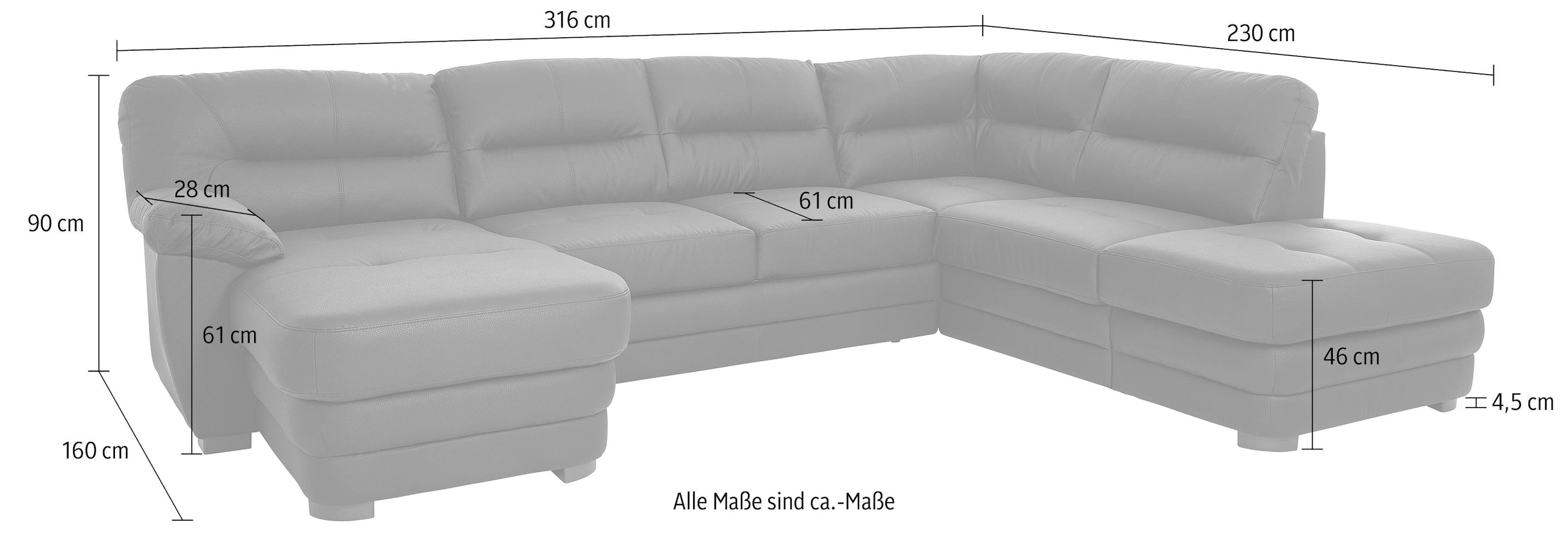 COTTA Polstergarnitur »Royale U-Form« Set,  Set bestehend aus: Wohnlandschaft & Hocker