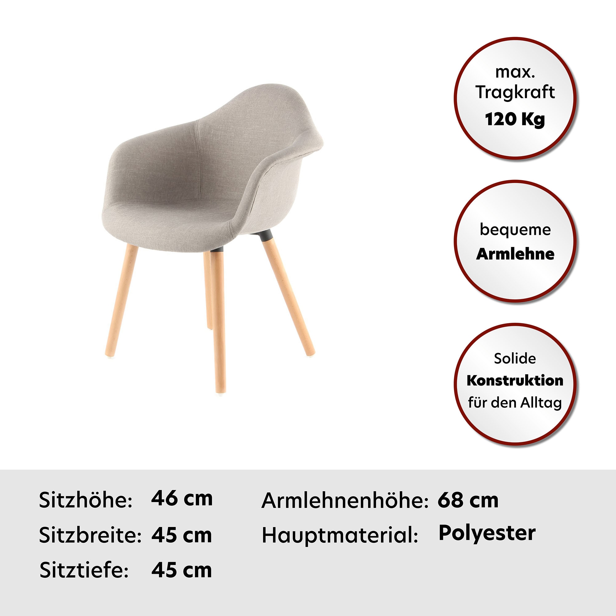 Kayoom Polsterstuhl »Stuhl Winston 325 2er-Set, weiche Sitzfläche aus Schaumstoff«, (Set), 2 St., attraktiv, Holzbeine, weiche Sitzfläche aus Schaumstoff