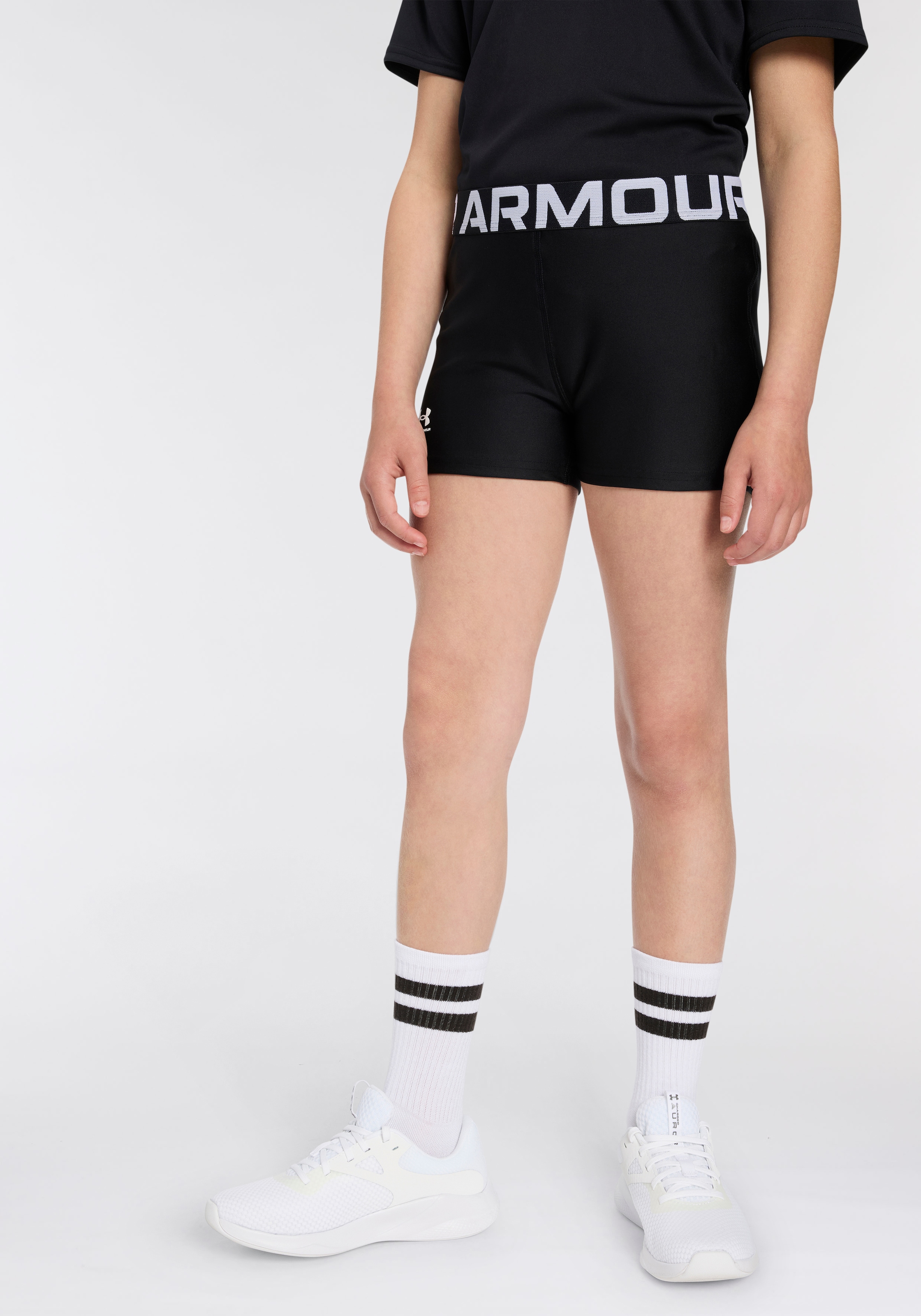 Image of Under Armour Trainingsshorts "HeatGear" für Kinder, mit Logodruck und Logoschriftzügen