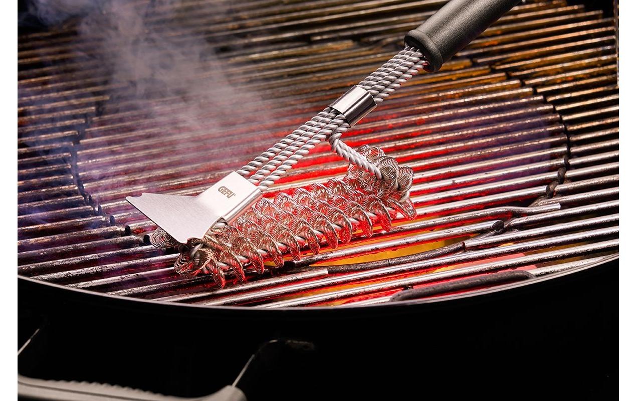 GEFU Grillbürste »GEFU Grillbürste BBQ L 43 cm, Bürste 9 x 7 x 3 cm, Schwarz/Silber« aus Edelstahl | Kunststoff | Metall