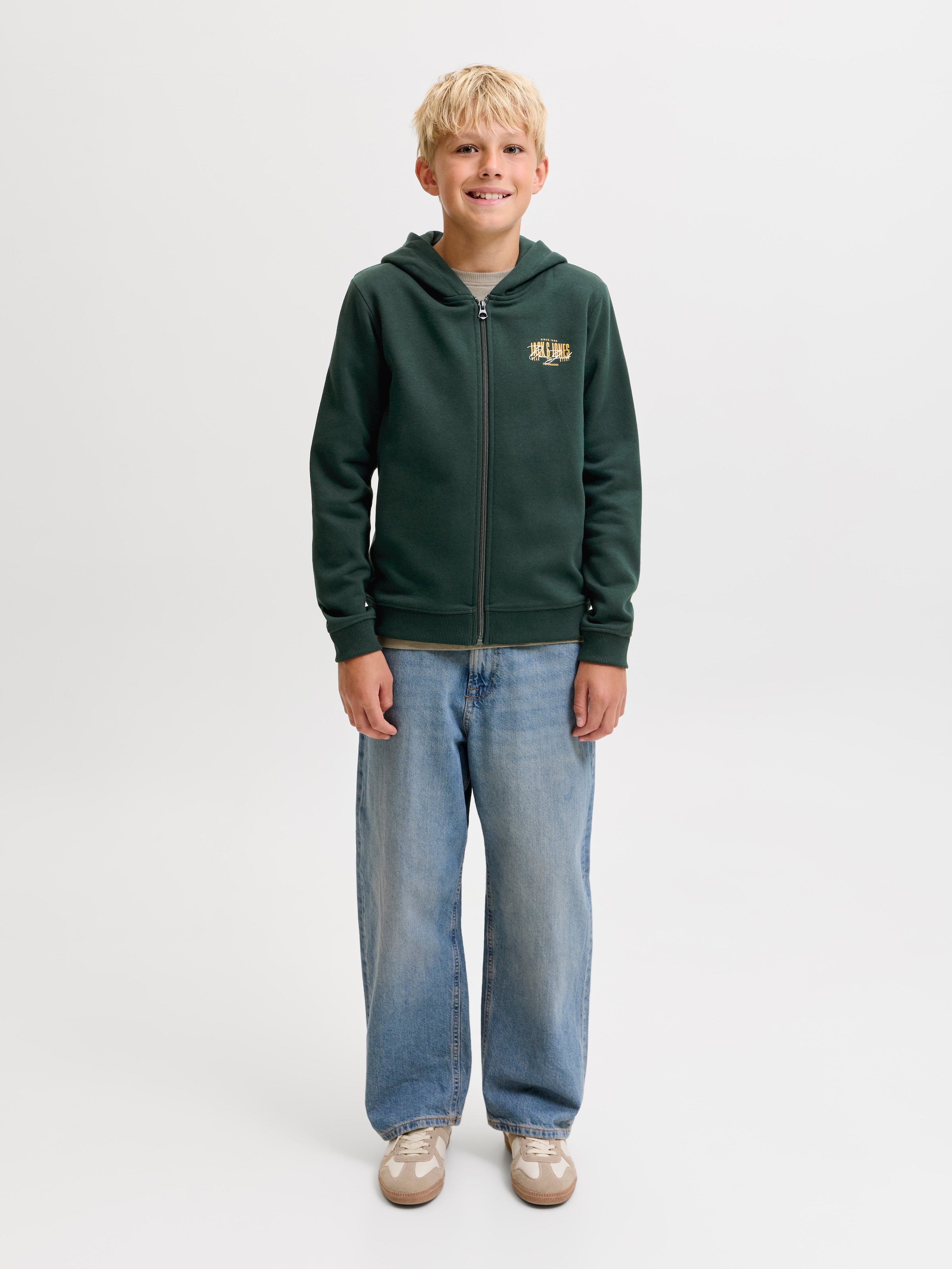 Jack & Jones Junior Kapuzensweatjacke »JJAERO SWEAT ZIP HOOD JNR« Baumwollmischung, regular fit