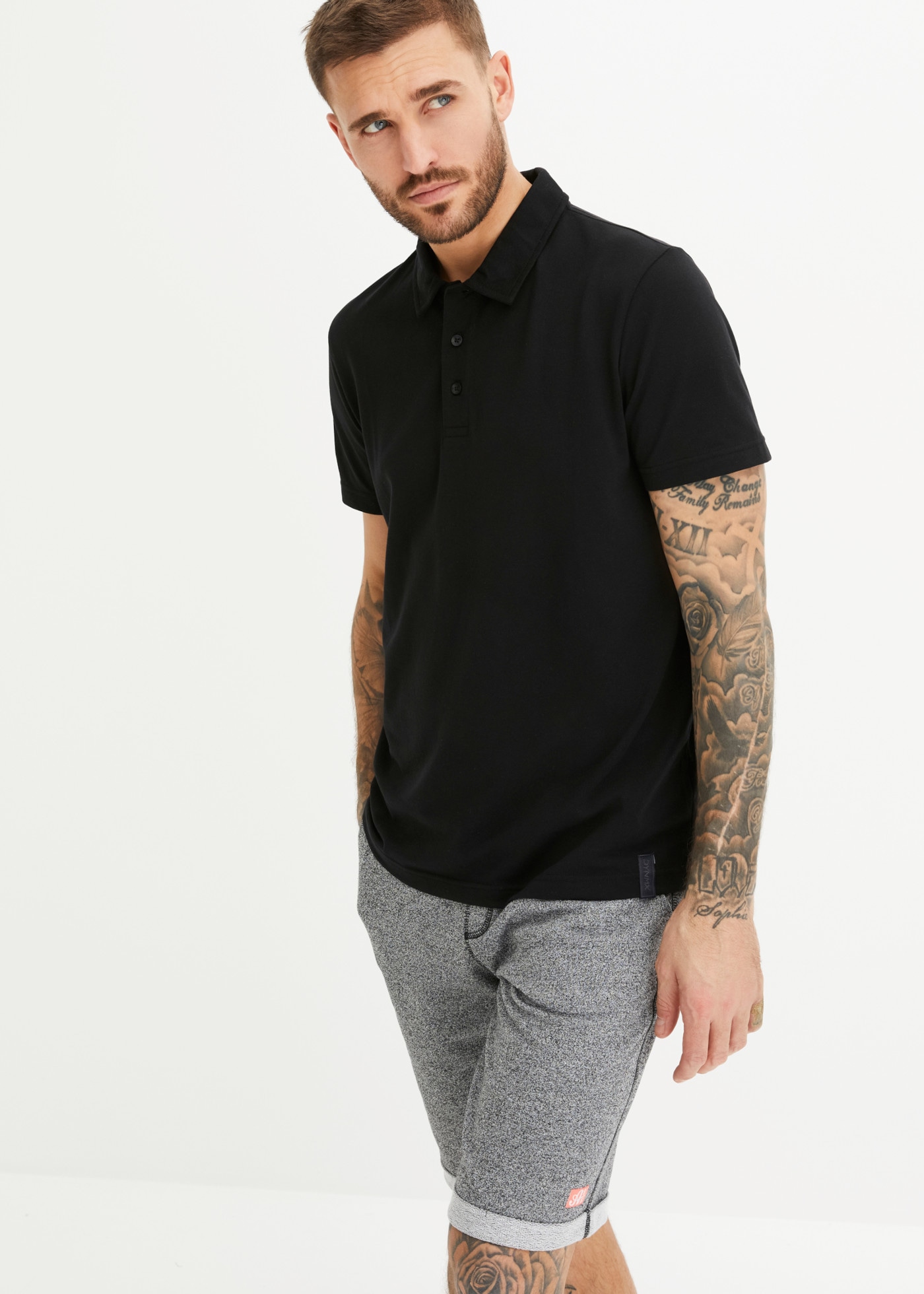 Image of bonprix Poloshirt Basic-Form, Baumwollmischung, Kragen