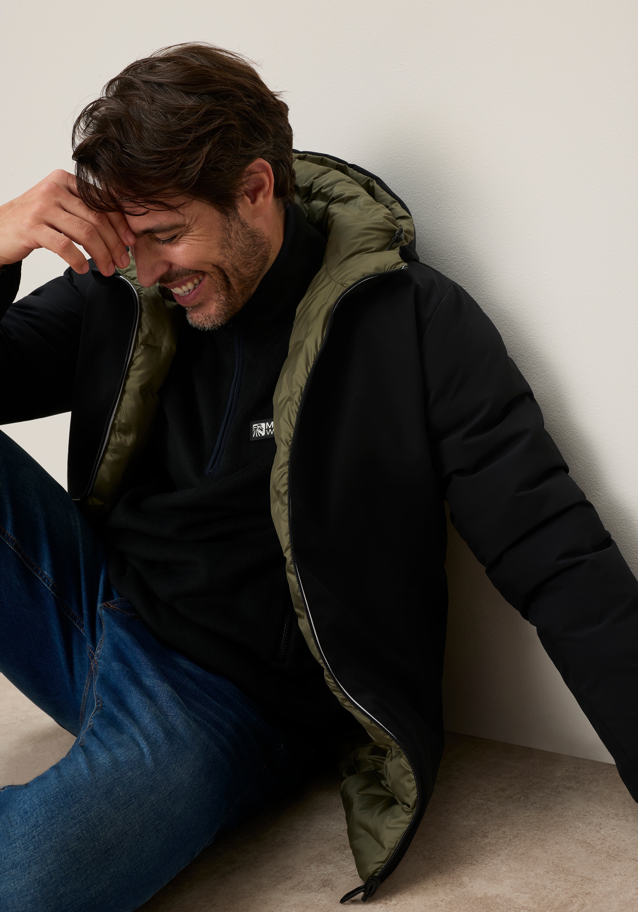 Man's World Veste réversible avec capuche veste 2-en-1 à porter des deux côtés, une face matelassée