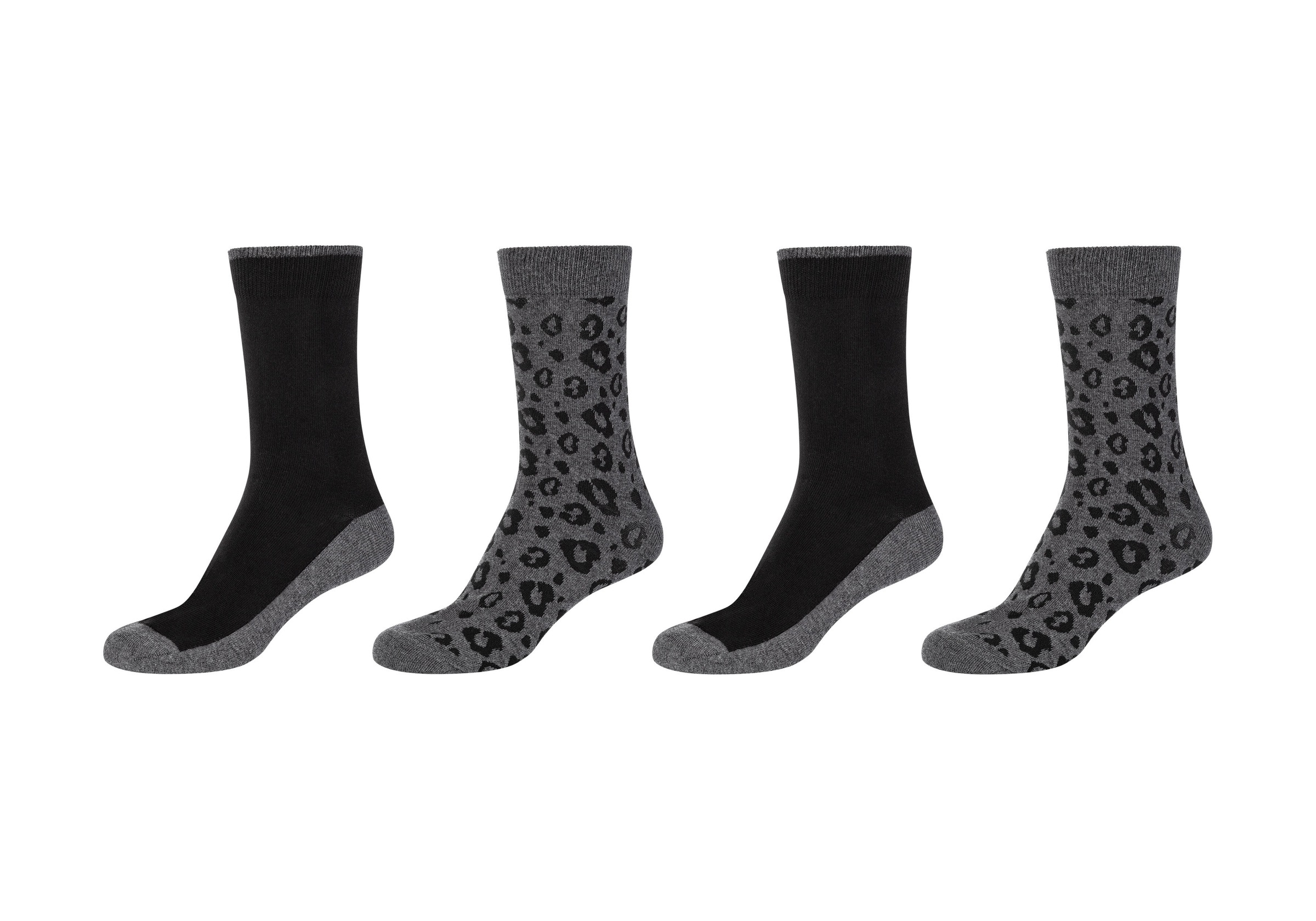 Image of Camano Socken "ca-soft" 4 Paar tlg. Leopard Socks, Piqué-Bund, verstärkte Ferse und Spitze