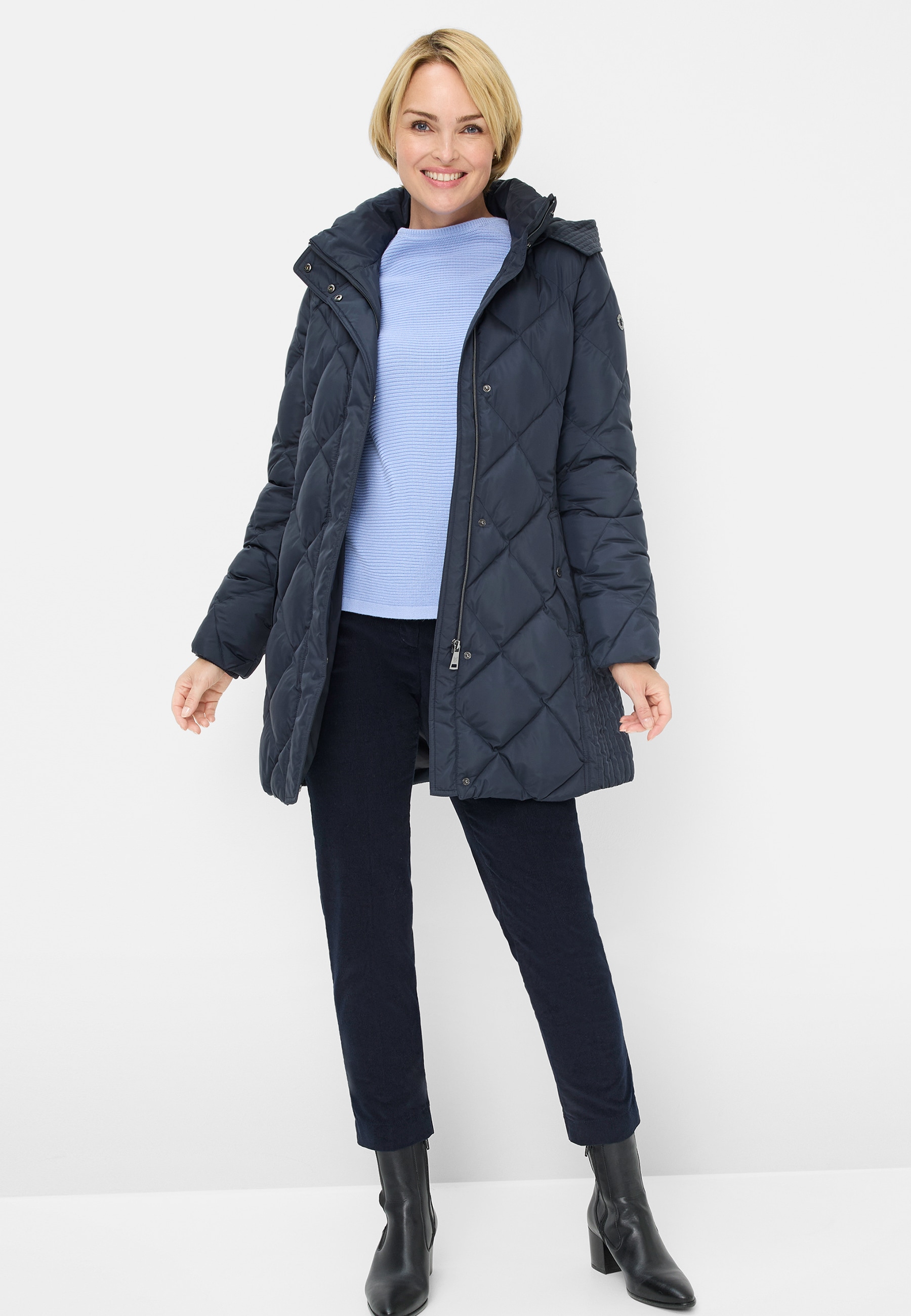 Fuchs Schmitt Manteau matelassé »Steppkurzmantel« col montant, coupe régulière, capuche