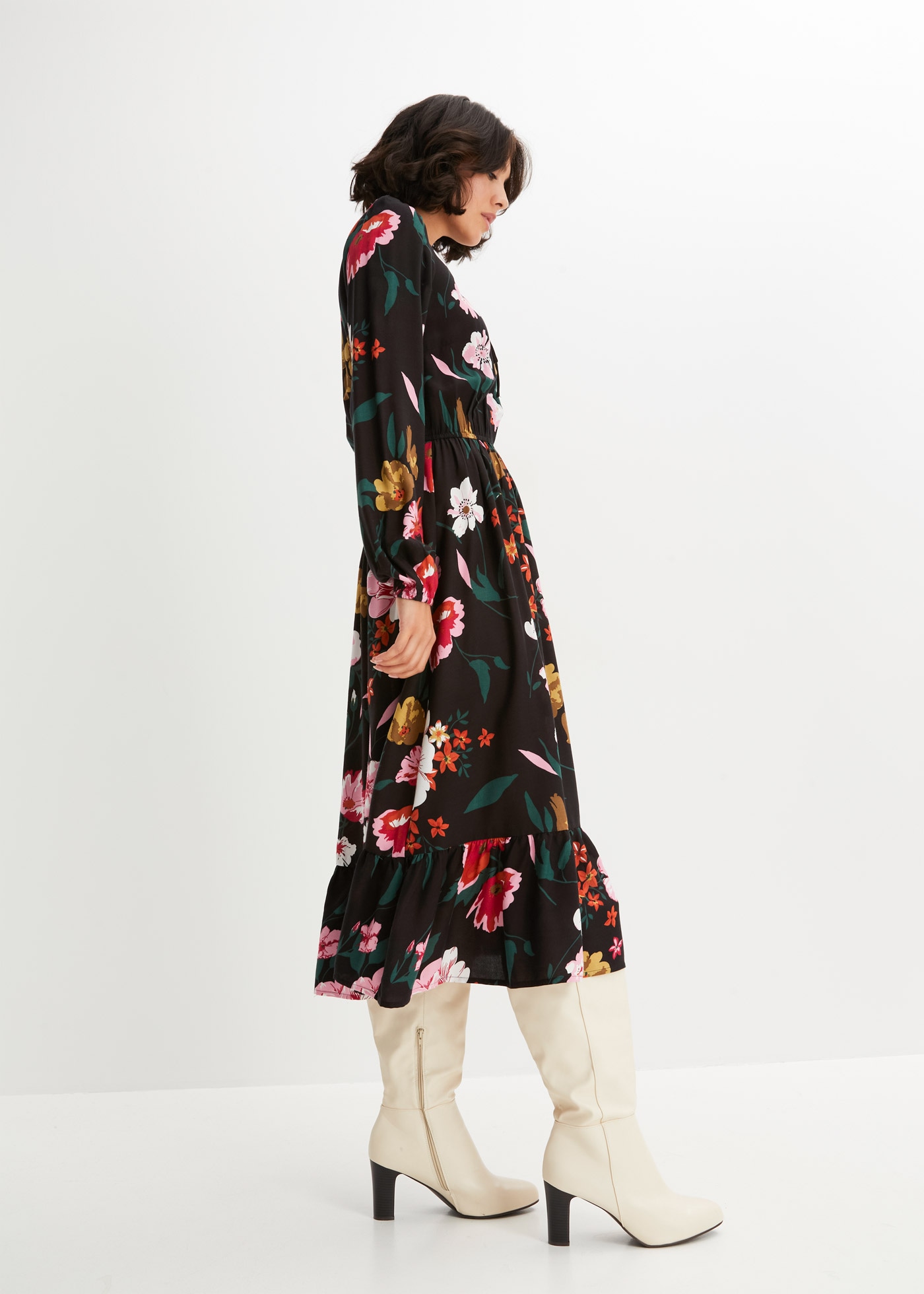 Image of bonprix Midikleid "Midikleid aus fliessender Viskose" für stilvolle Anlässe, aus Viskose, ausgestellte Passform