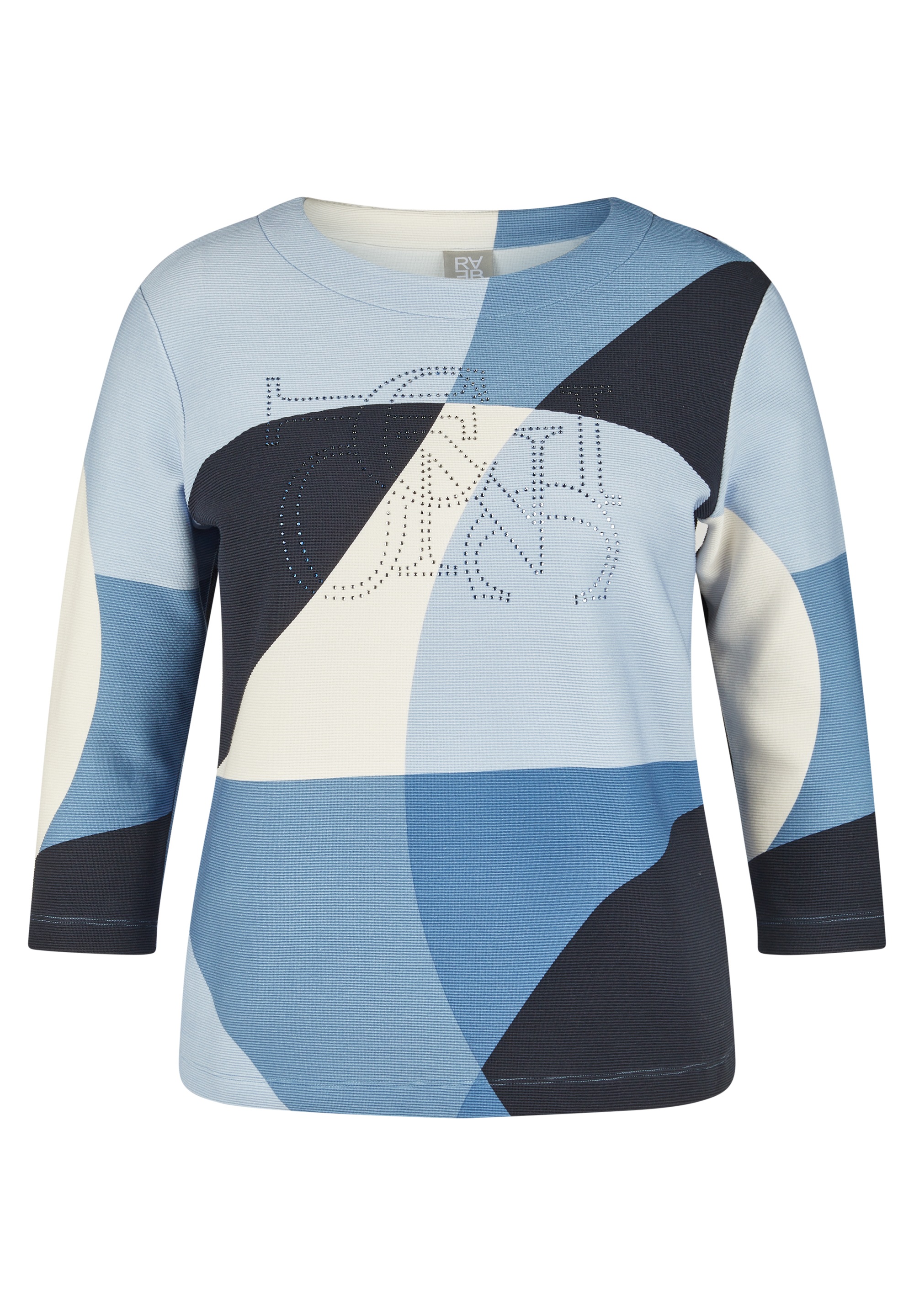 Rabe 3/4-Arm-Shirt, Sommershirt mit All-Over Print und Gflitzersteinen