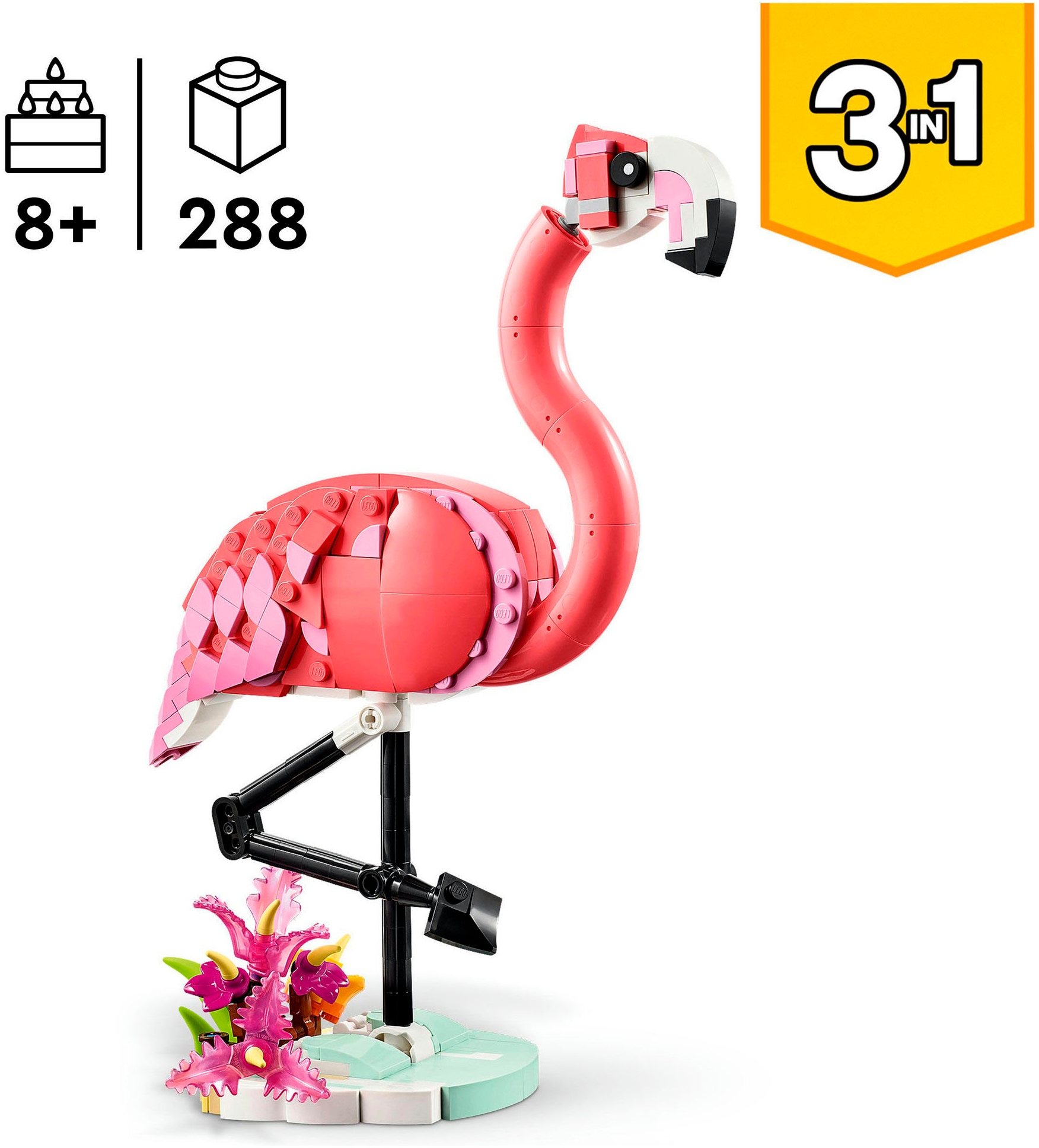 LEGO® Konstruktionsspielsteine »Wilde Tiere: Rosa Flamingo (31170), LEGO® Creator« Made in Europe