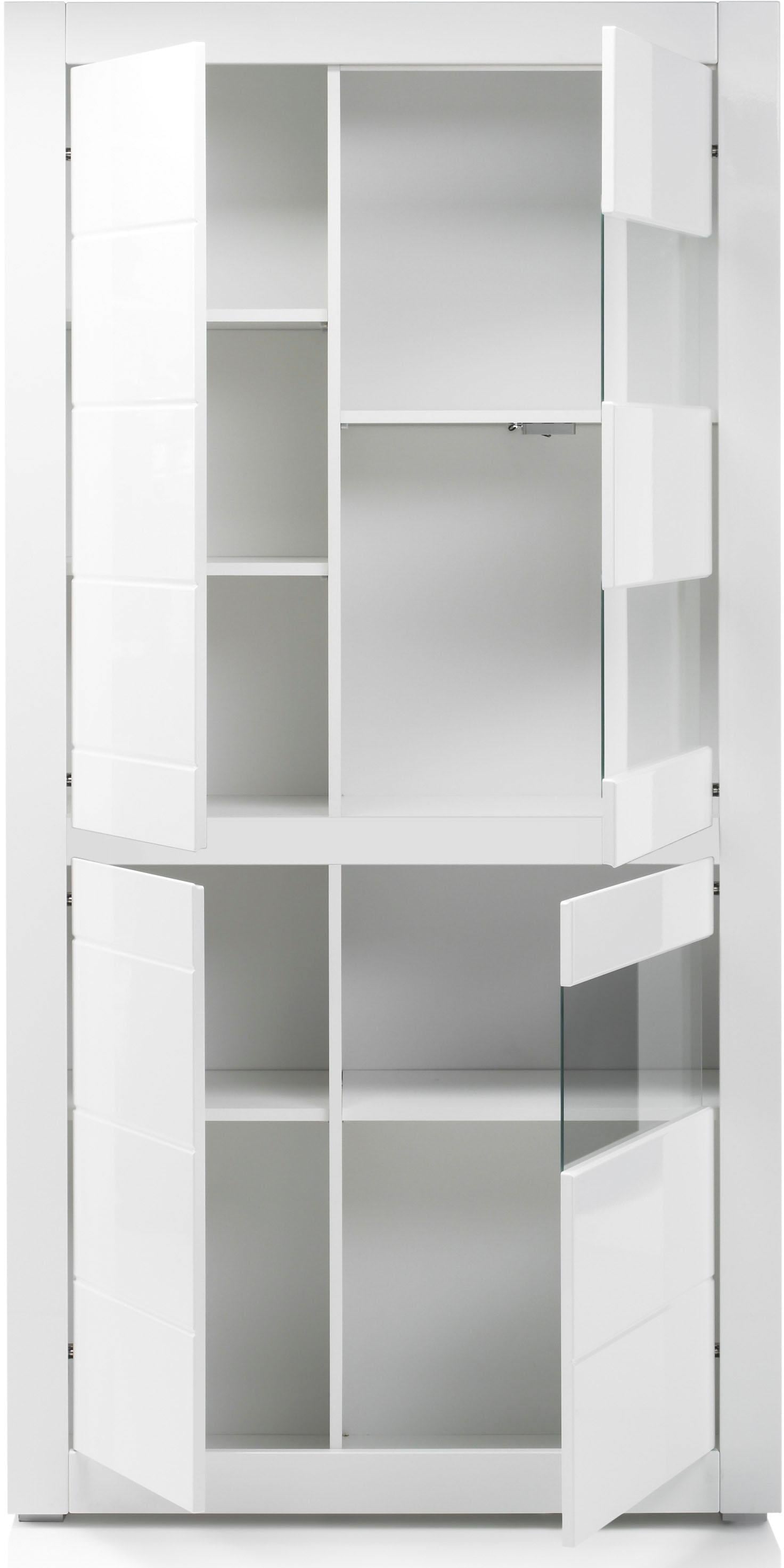 Home affaire Vitrines »Carat« Höhe 198 cm, zwei Leisten angeliefert, 1 x grau, 1 x weiss