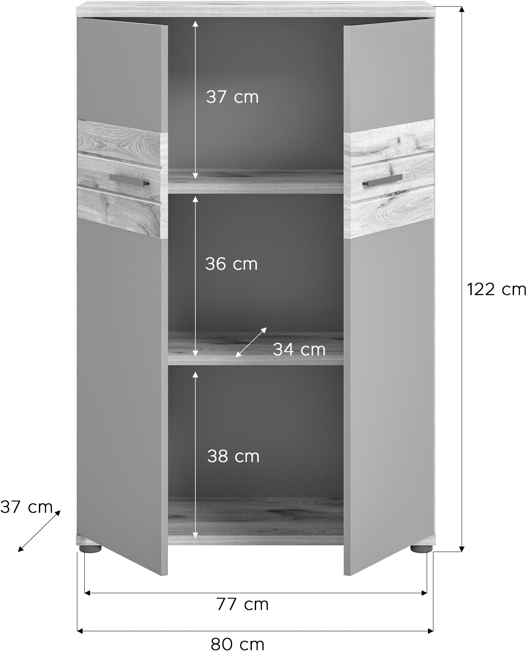 INOSIGN Aktenschrank »Riga, Breite 80cm, in Nox Oak Nachbildung und Basalt grau«, Büroschrank, Büroeinrichtung, Arbeitszimmer, Stauraumschrank
