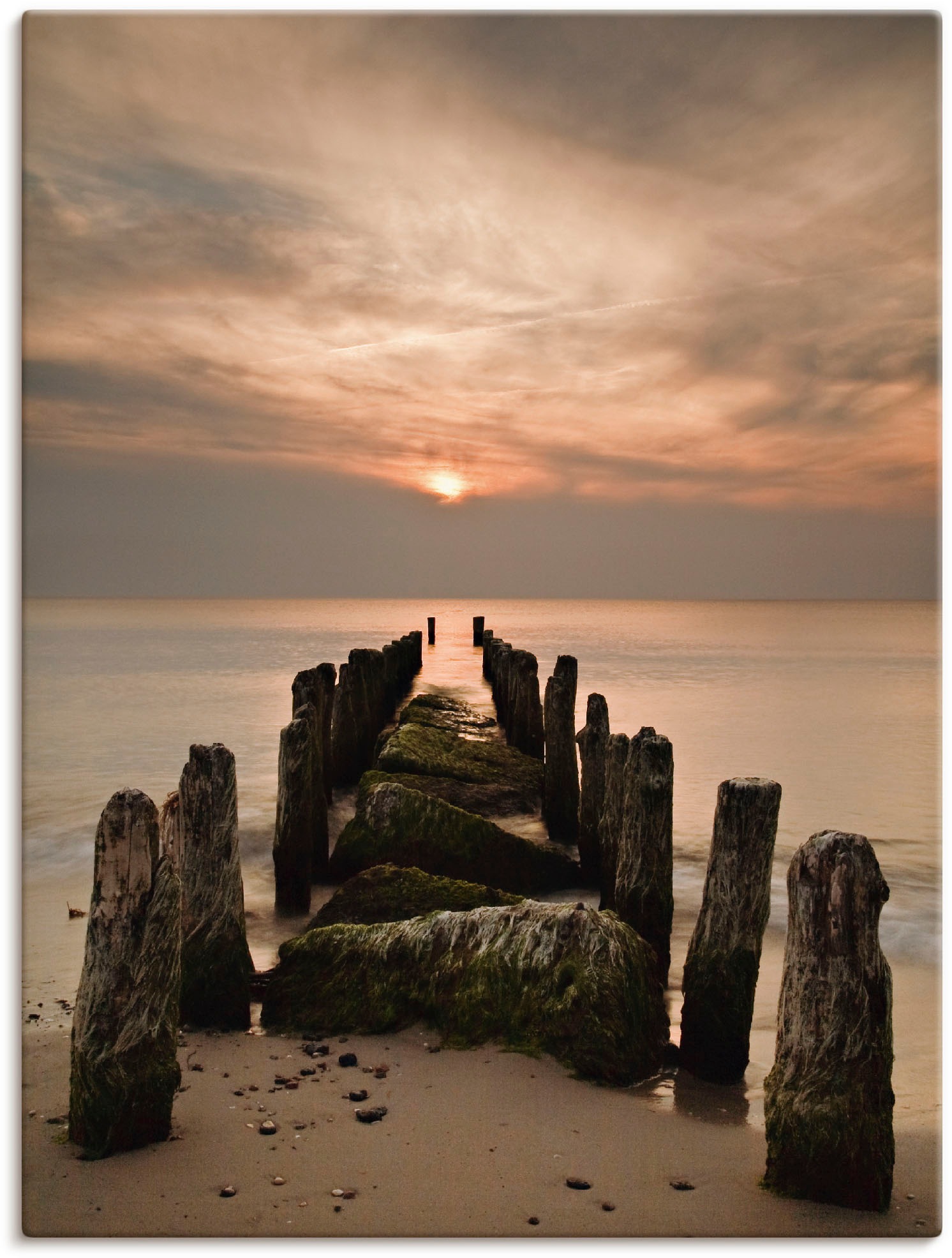 Image of Artland Leinwandbild "Sonnenuntergang an der Ostsee" Sonnenaufgang & -untergang 1 Stk. tlg. auf Holzrahmen gespannt