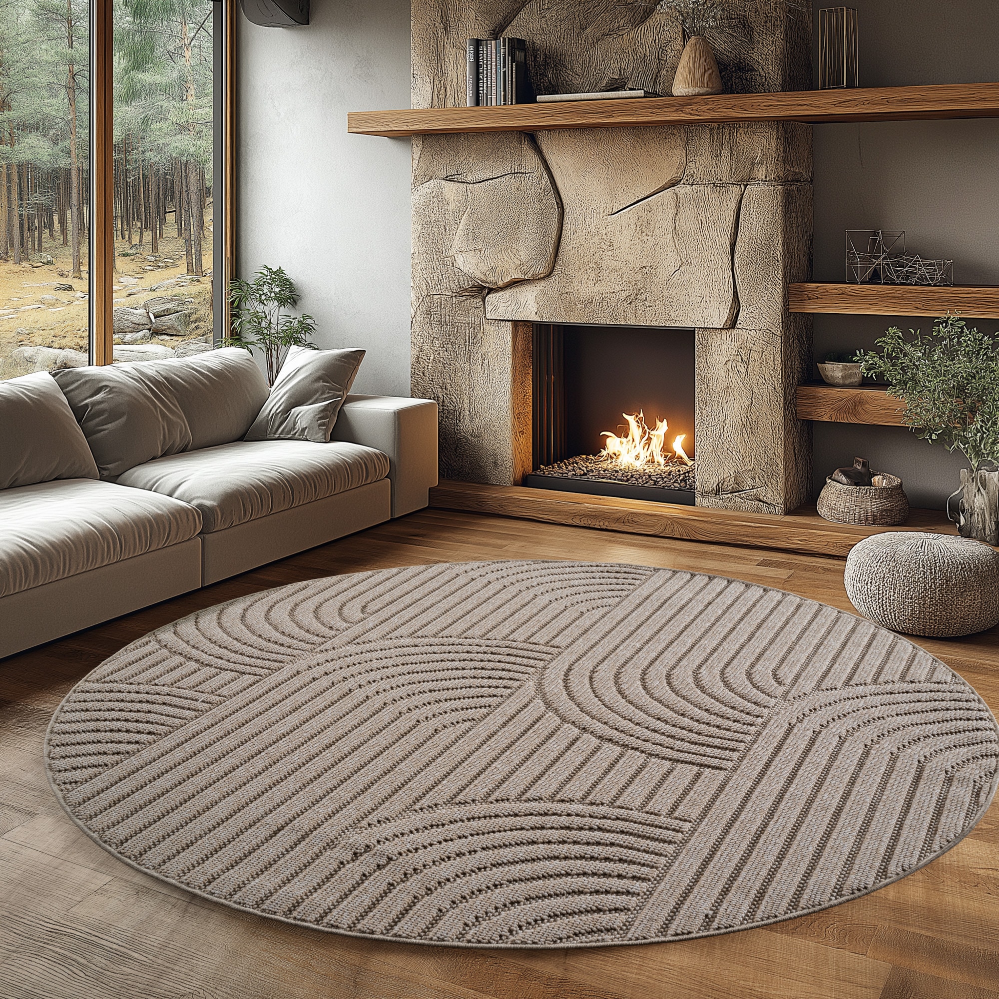 Ayyildiz Teppiche Teppich »HELIX 2201  , auch als Läufer und Rund erhältlich« rund 7 mm Höhe 3D-Effekt durch Cut-Loop-Webtechnik, Woll-Optik, Bouclé, Wohnzimmer
