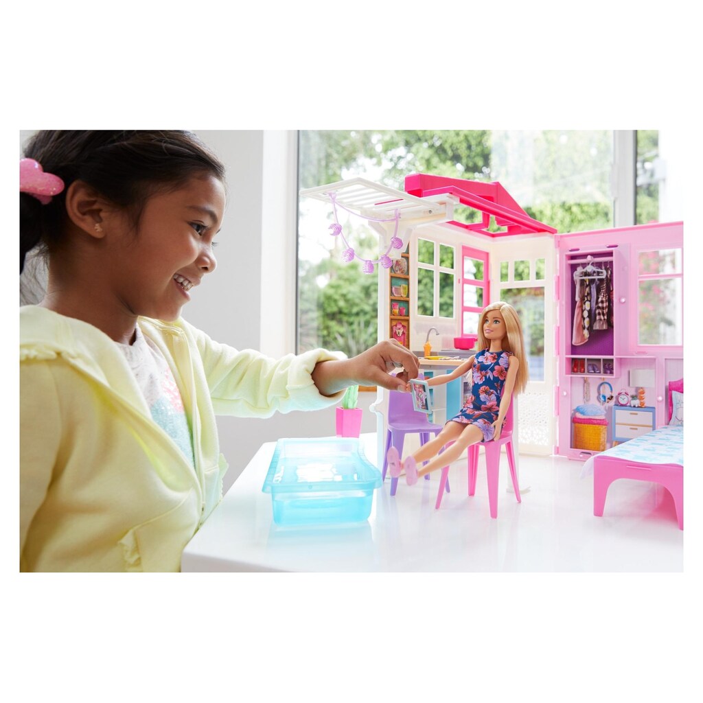 Barbie Puppen Spielcenter »Ferienhaus mit Möbeln«