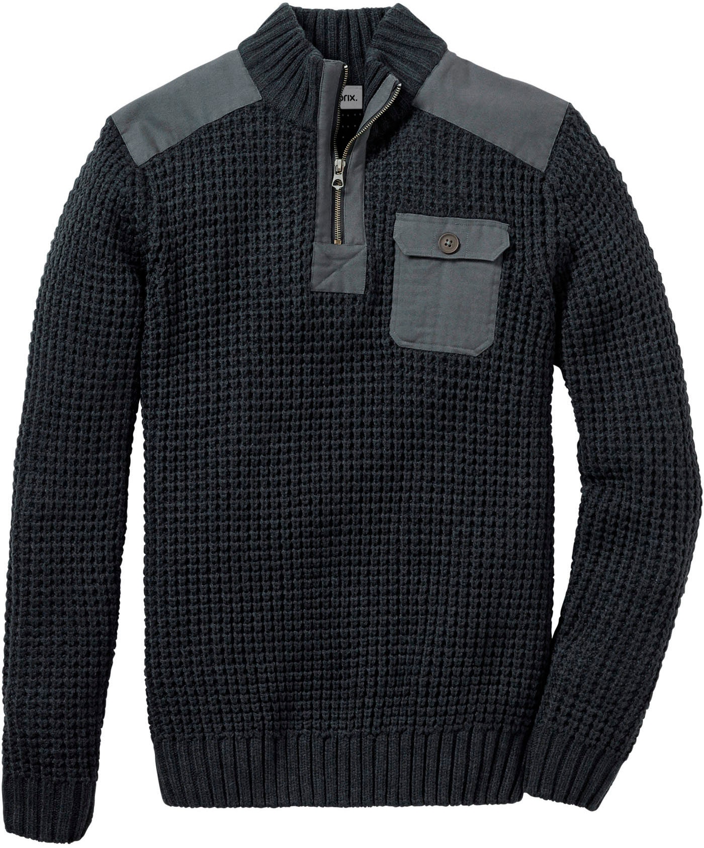 bonprix Troyer »Grobstrick Troyer Pullover mit Web-Besatz« aus Polyacryl, mit Stehkragen und Zipper, Regular Fit